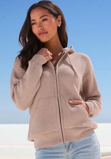 Elbsand Kapuzenstrickjacke - nougat