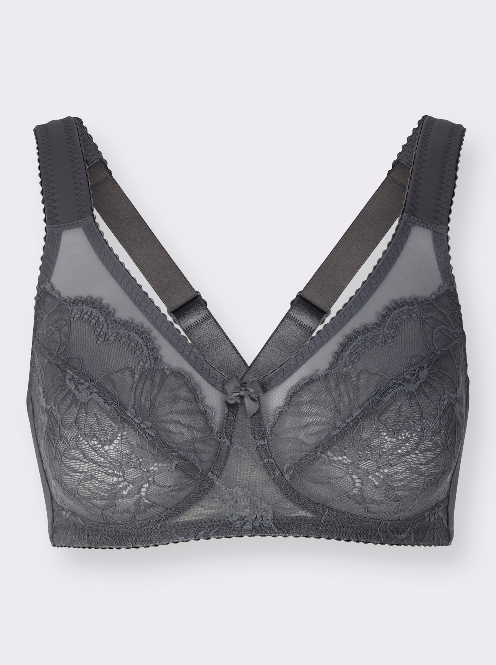Entlastungs-BH ohne Bügel mit Mesh-Einsatz - anthrazit