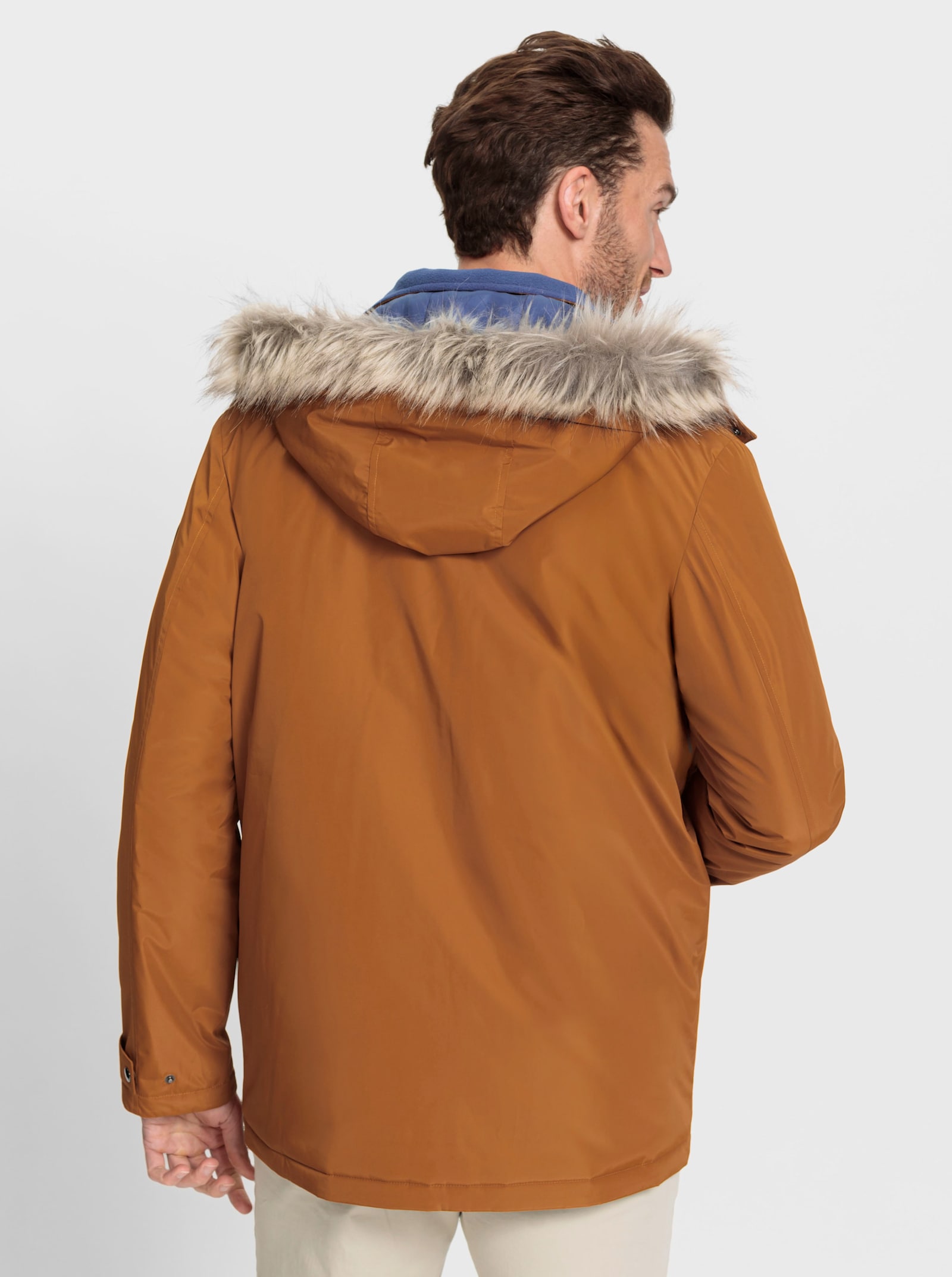 Marco Donati Longjacke mit Pelzimitat - cognac