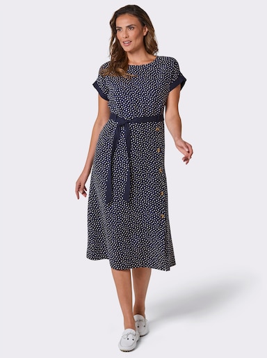 CREATION L PREMIUM Druckkleid aus reinem Leinen - marine-weiß-bedruckt