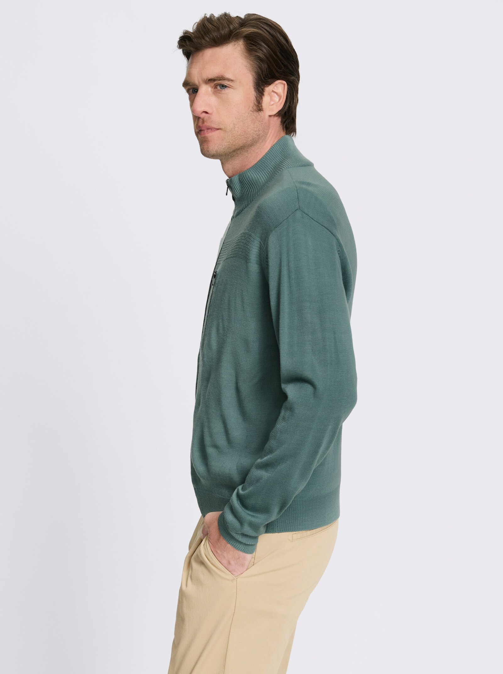 Catamaran Strickjacke mit Reißverschluss-Brusttasche - jade