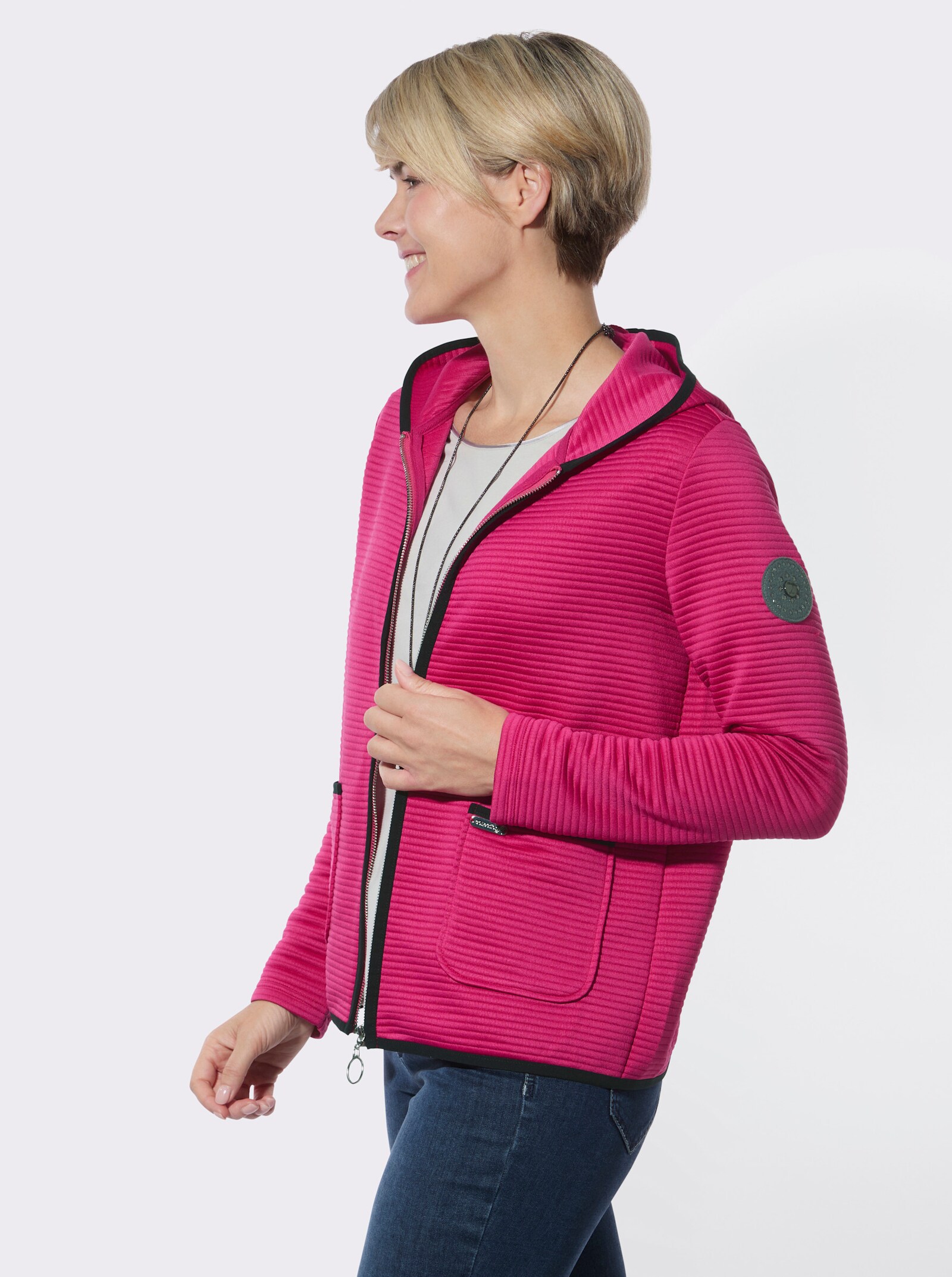 Shirtblazer mit Kapuze - fuchsia