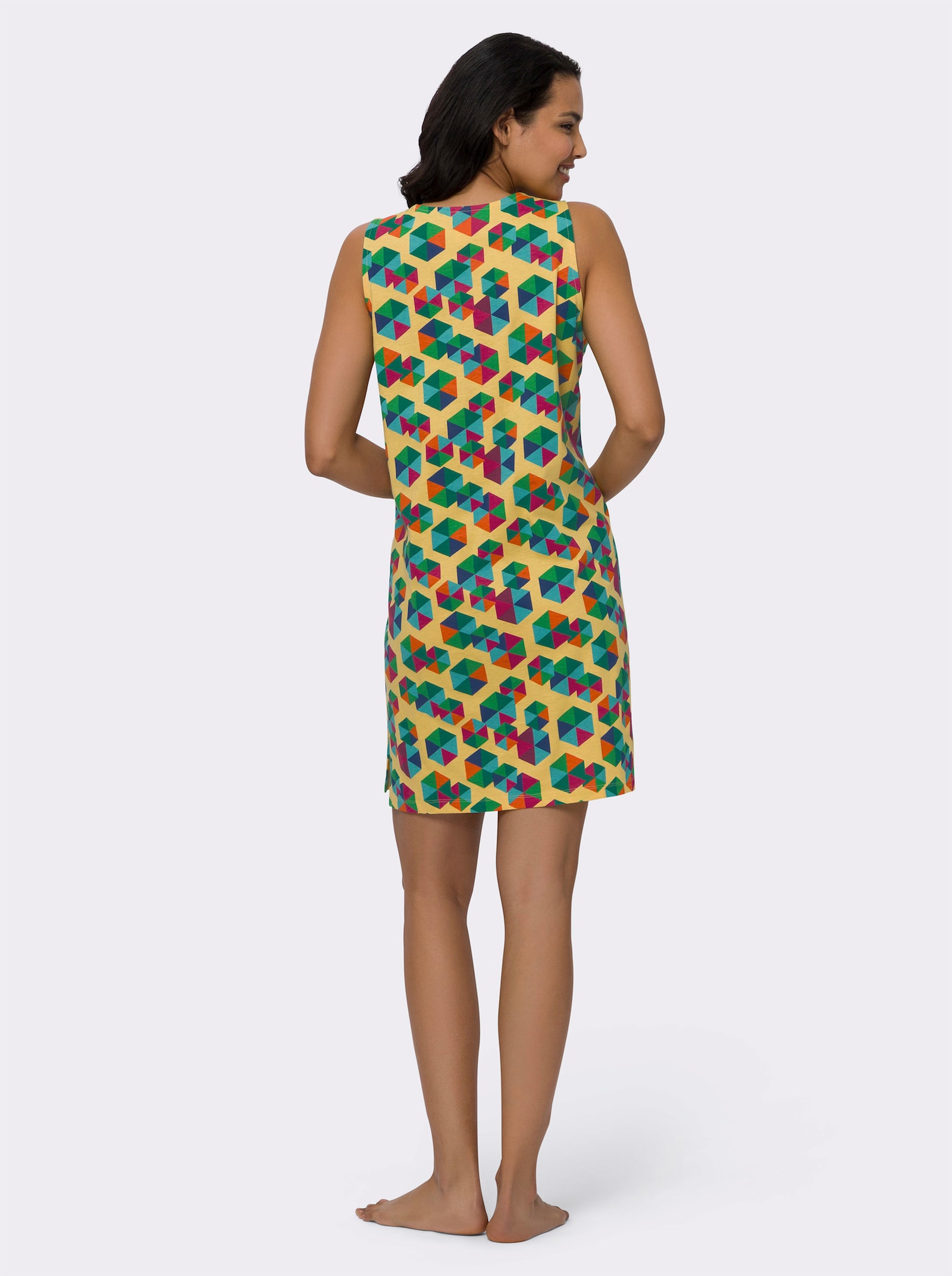 Sommerkleid im Grafik-Dessin - gelb-bedruckt