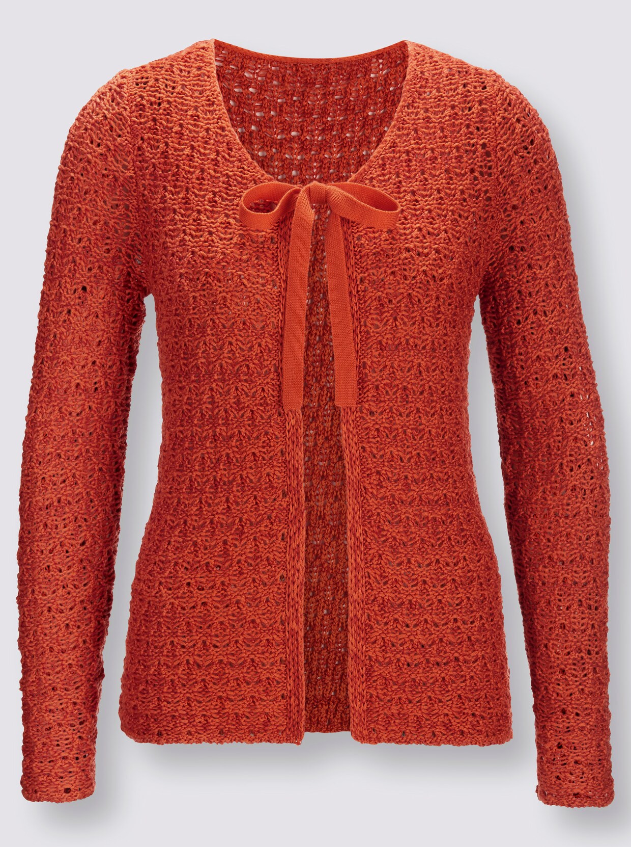 Veste en tricot ajouré - orange