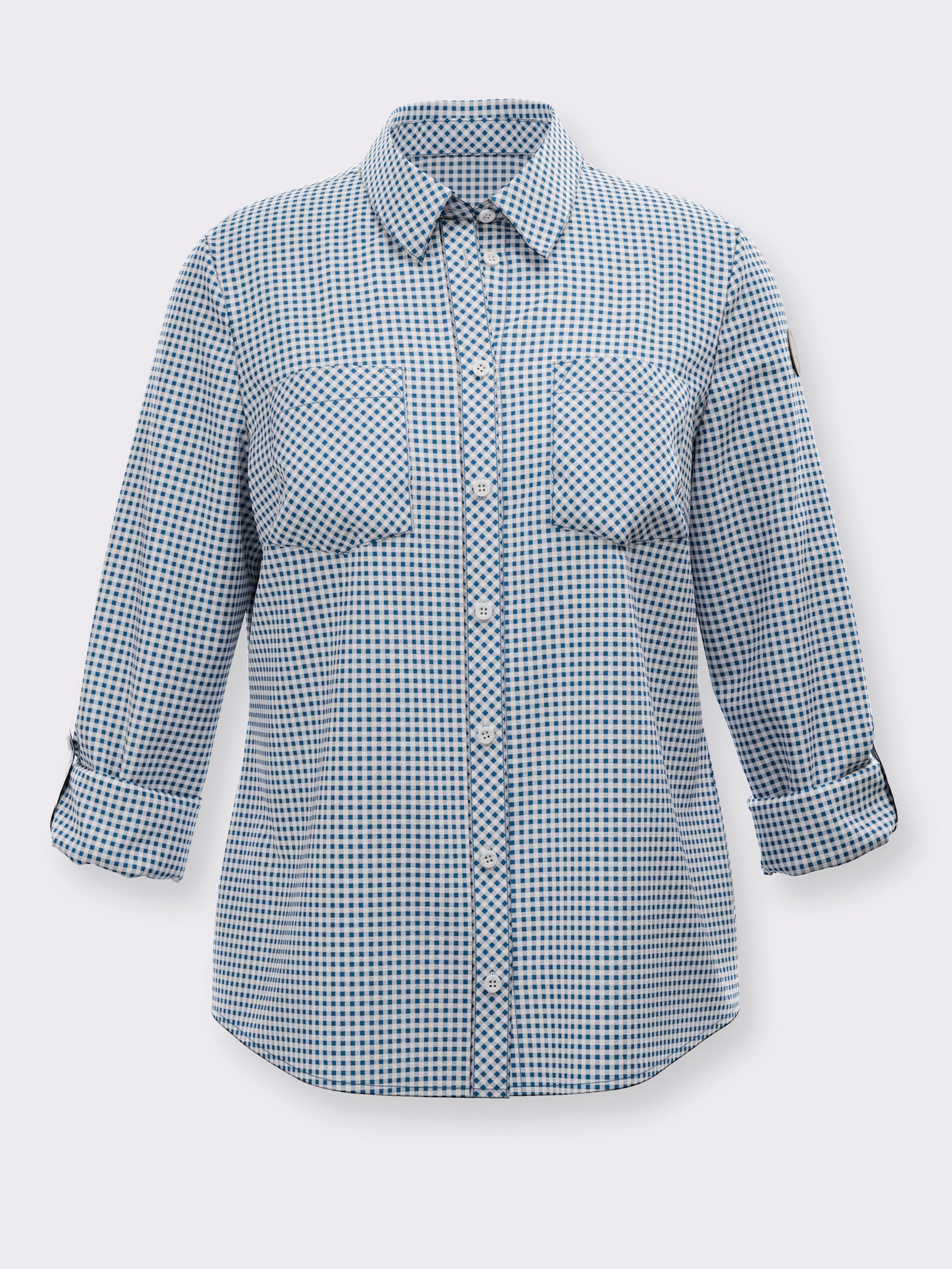  Karobluse mit Brusttaschen - topas-weiß-kariert