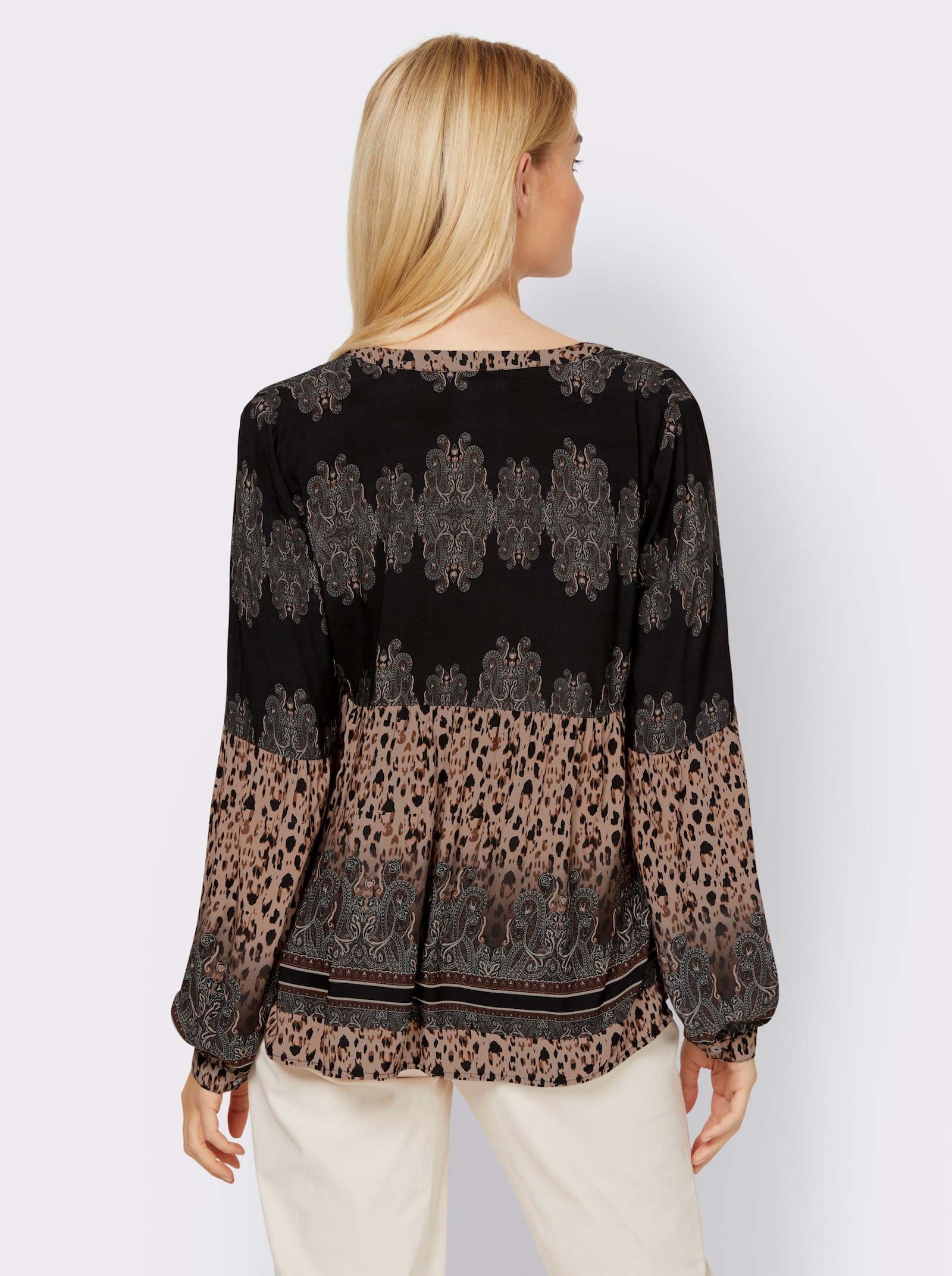 heine Druckbluse mit Paisley-Details - schwarz-camel-bedruckt
