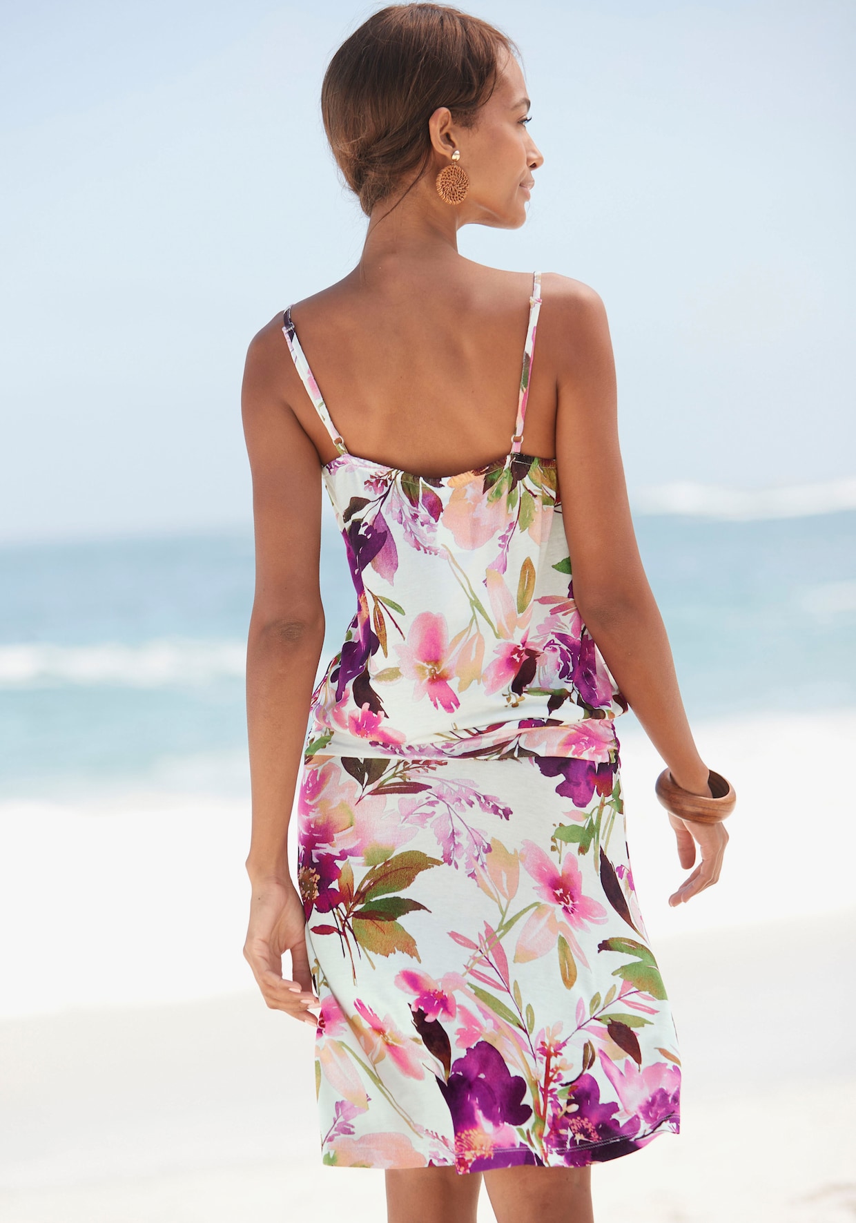 Beachtime Jerseykleid - weiss bedruckt