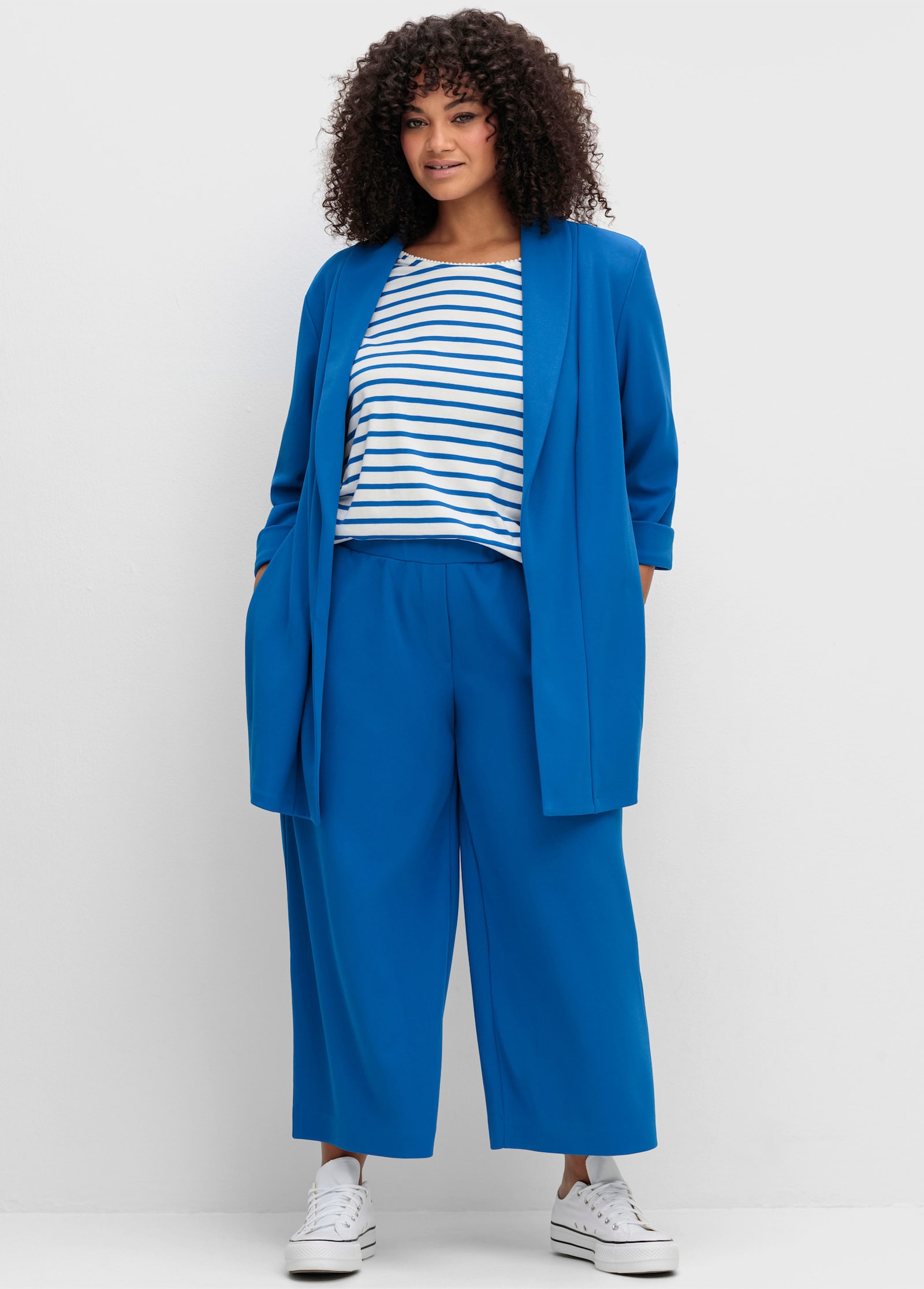 sheego Longblazer mit Schalkragen - kobaltblau