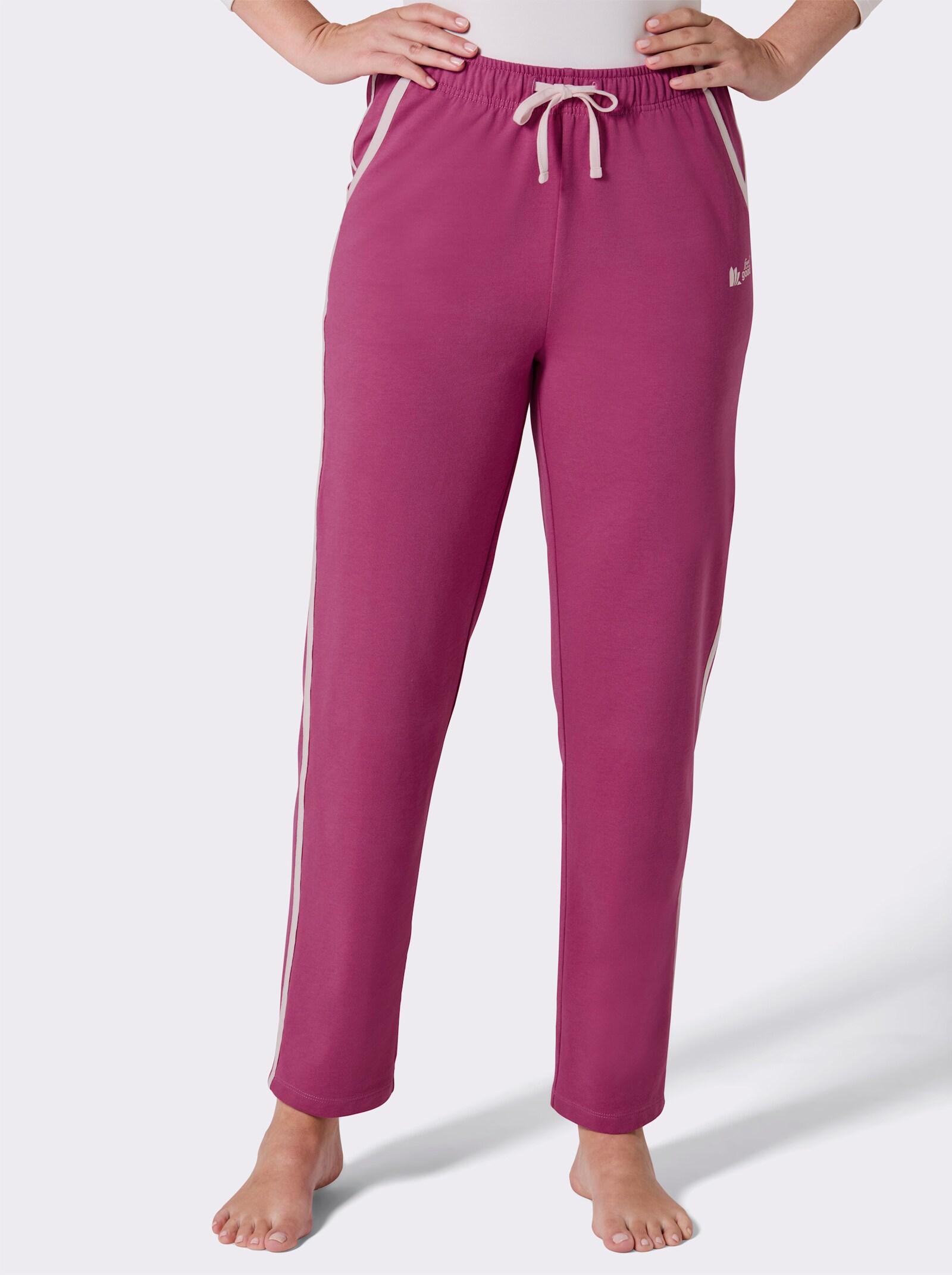 feel good Dehnbund-Hose mit Kontrast-Details - erika-hellrosé