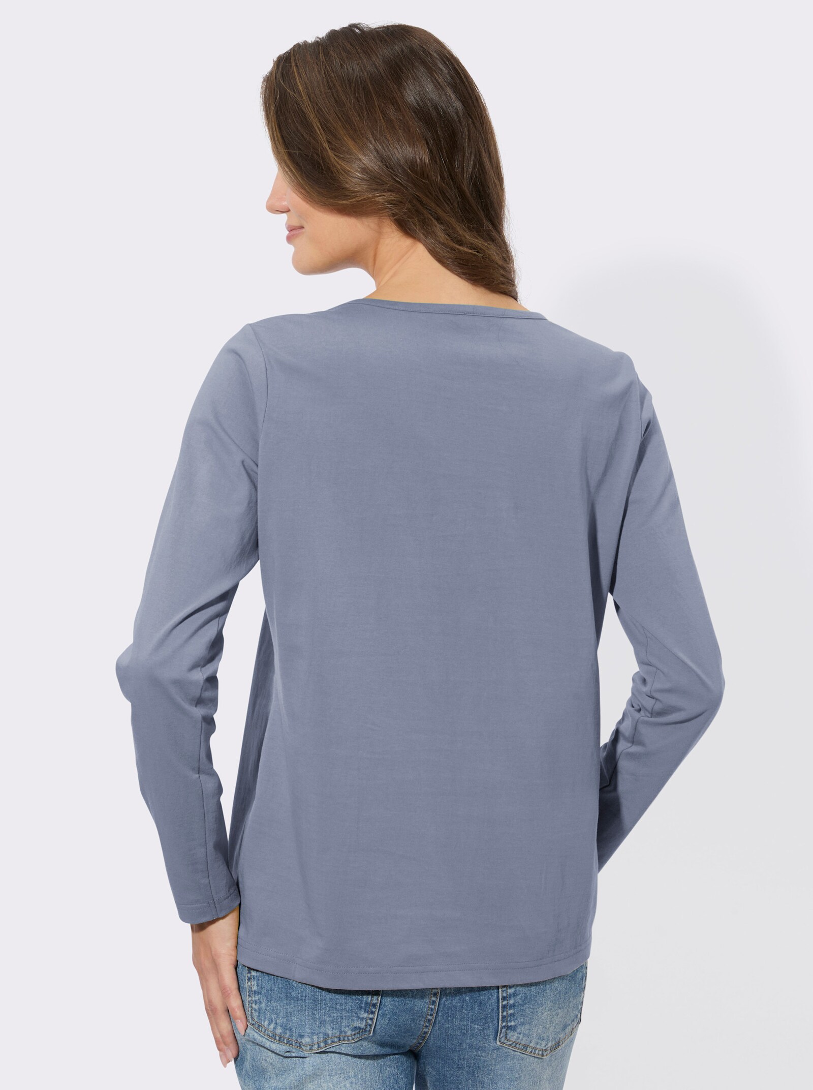 Rundhalsshirt mit Sternen-Motiv - taubenblau