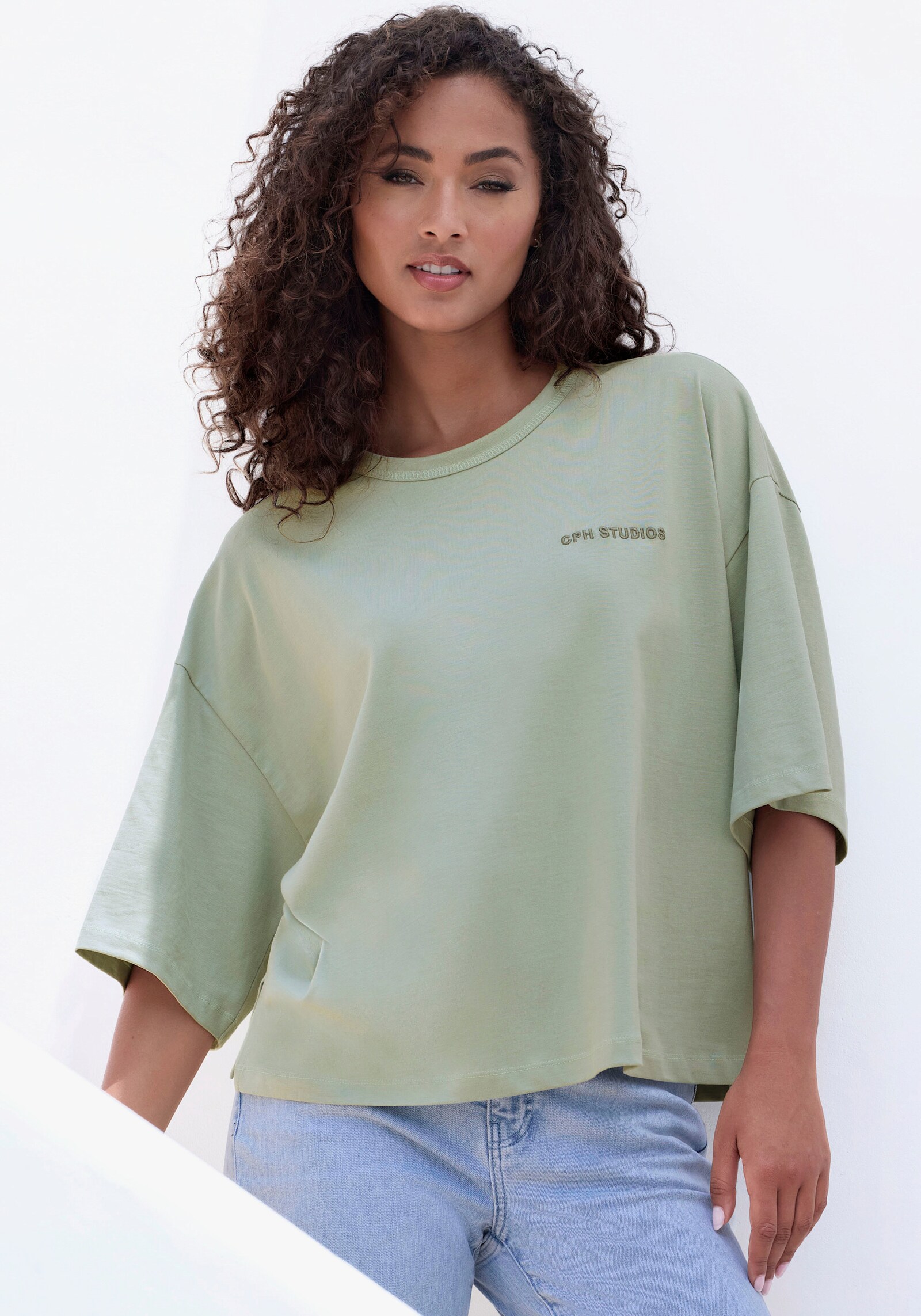 Copenhagen Studios Oversize-Shirt - light olive