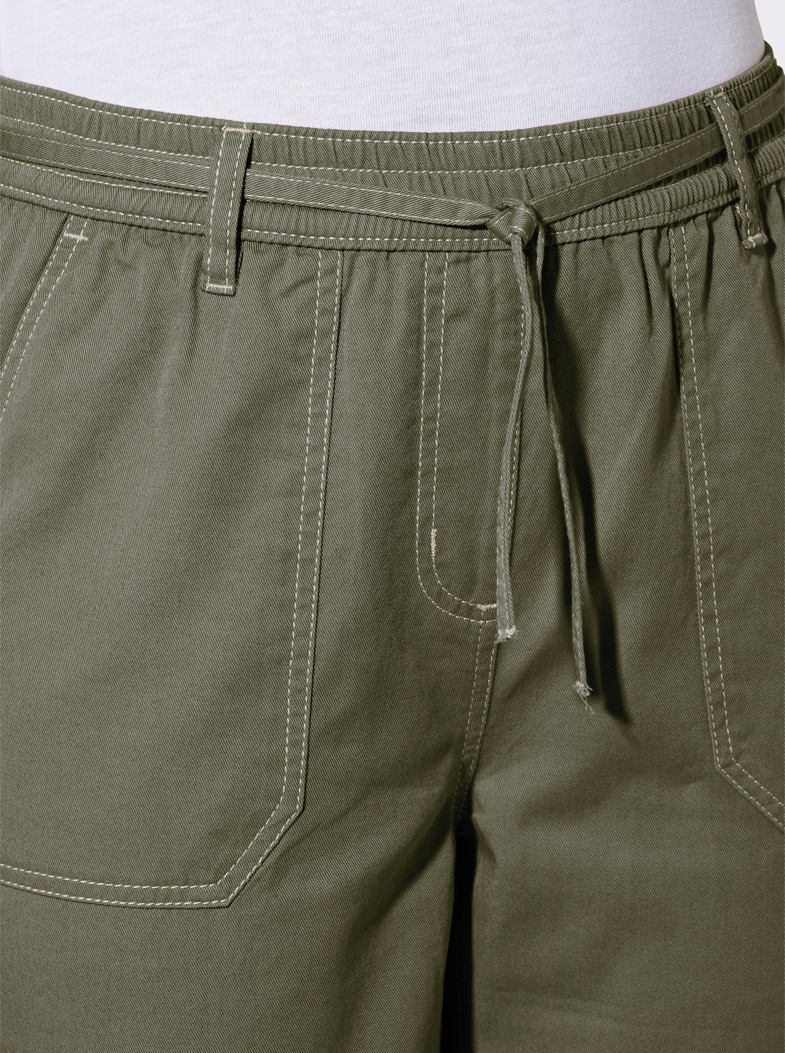 7/8-Jeans mit Rundum-Dehnbund - khaki