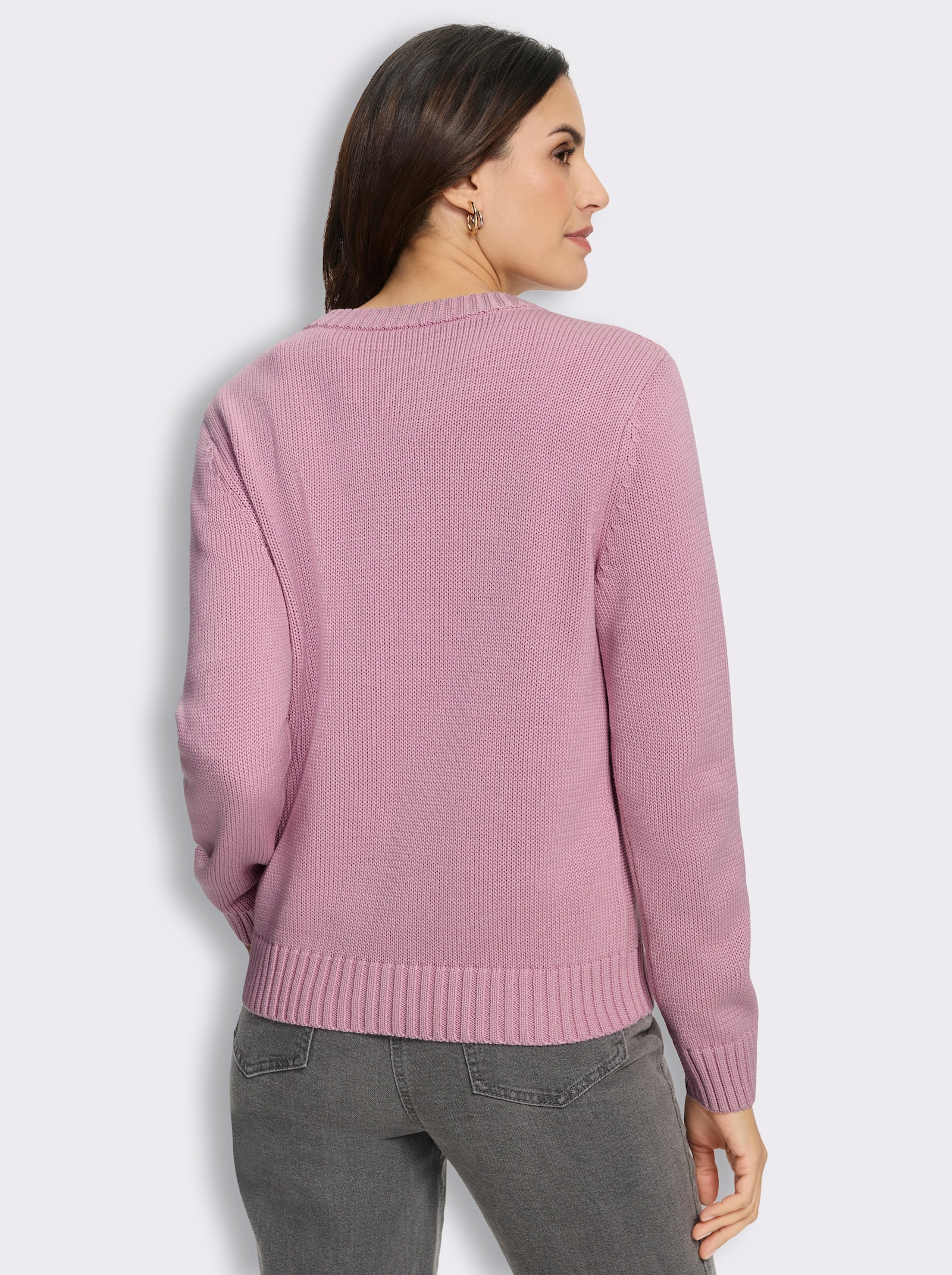 Strickjacke im Strickmuster-Mix - rosé