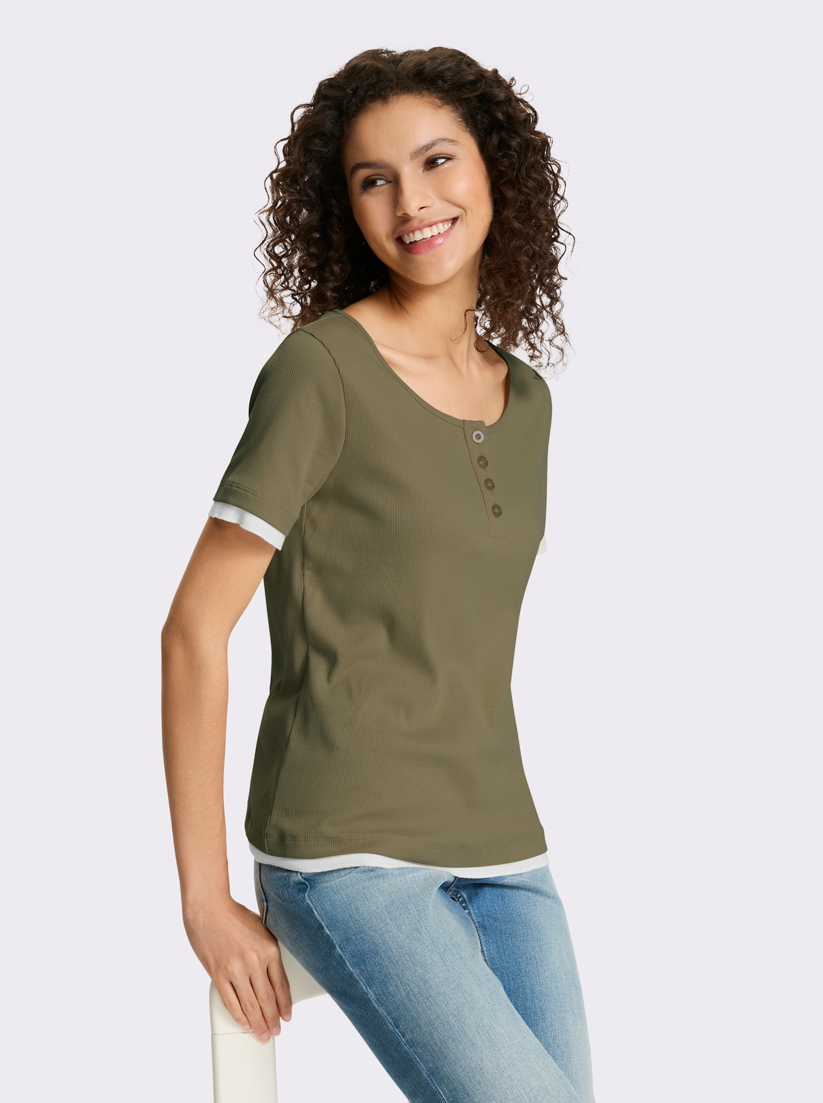 heine Shirt im 2-in-1-Look - khaki