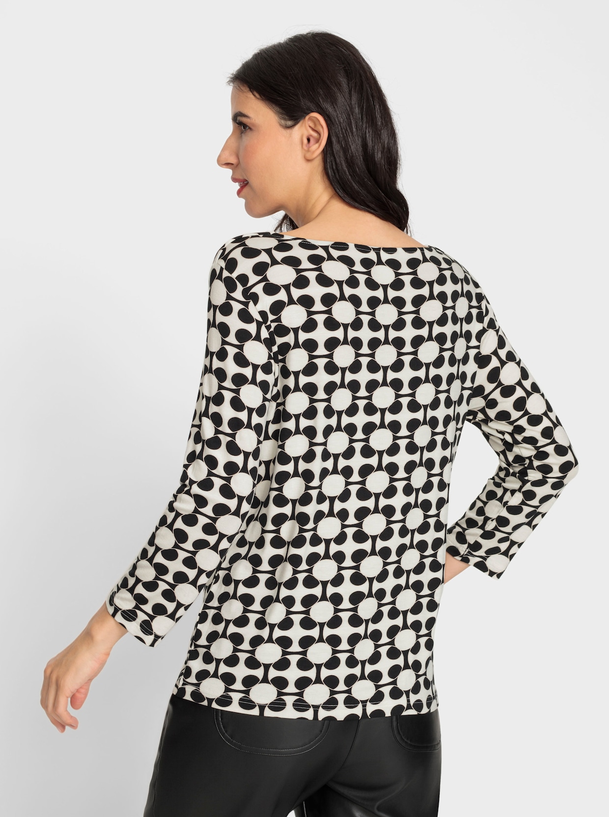 heine Shirt met 3/4-mouw - champagne/zwart bedrukt