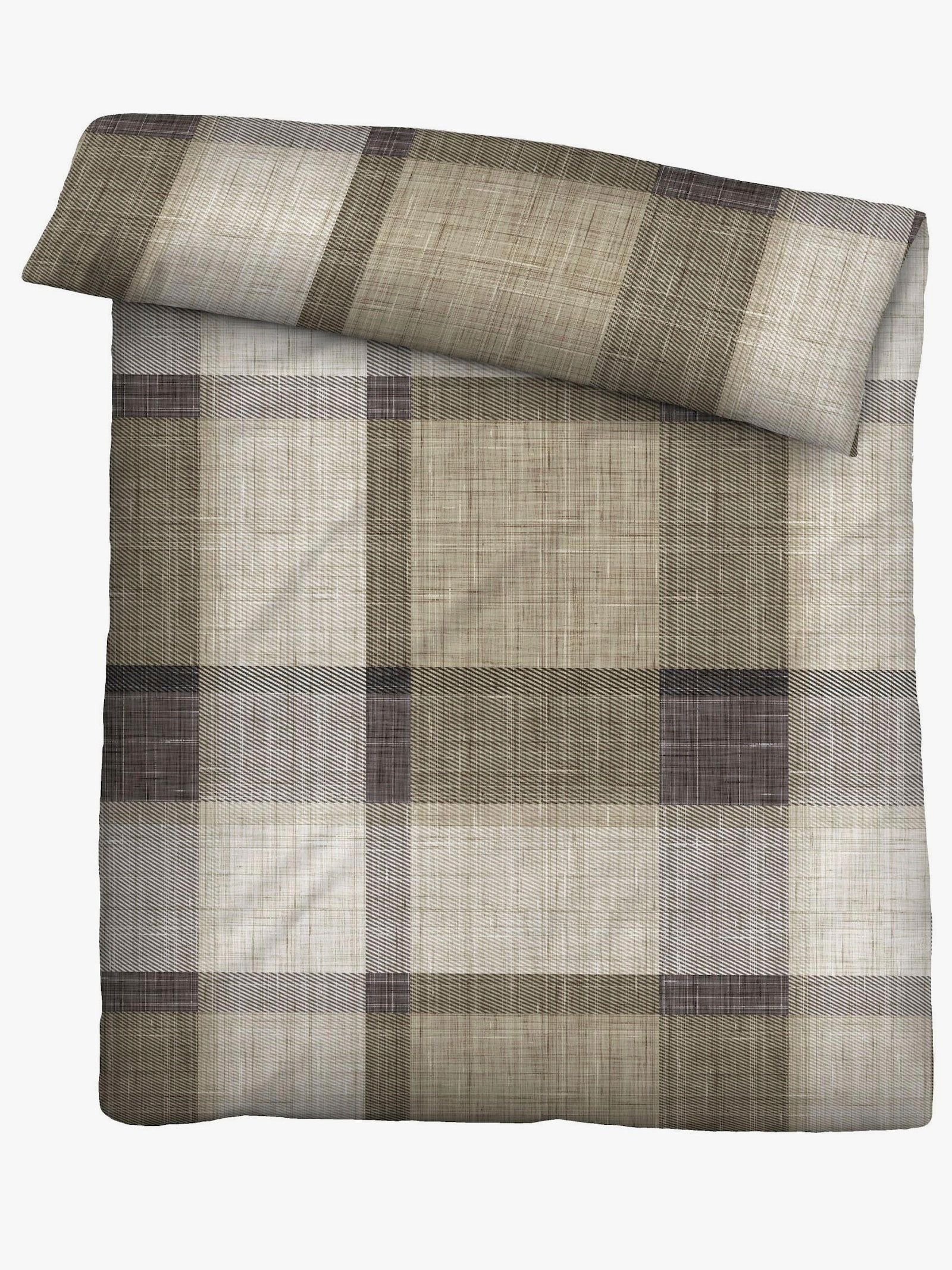 Biberna Bettwäsche - taupe-kariert