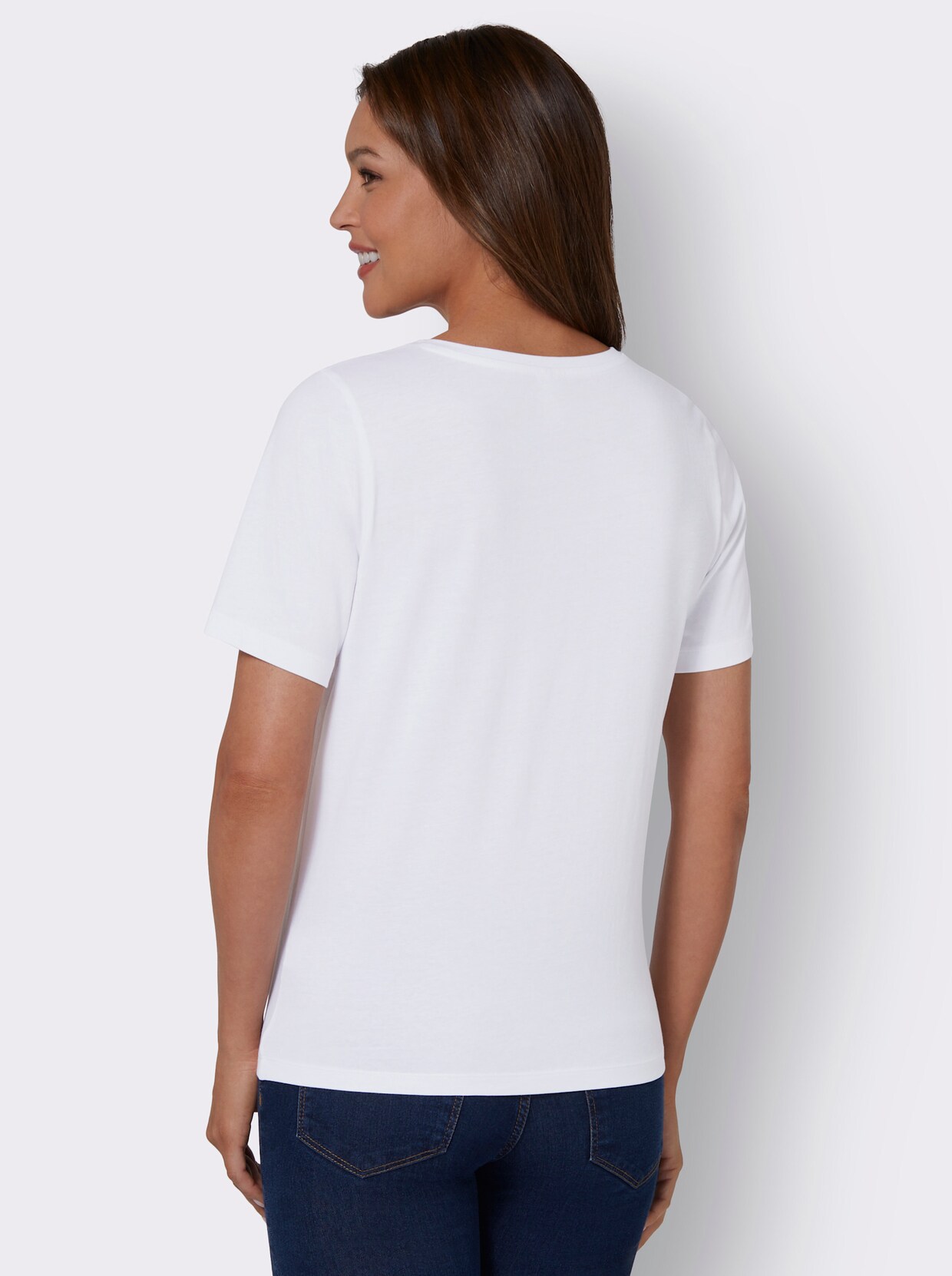 Shirt met v-hals - wit geprint