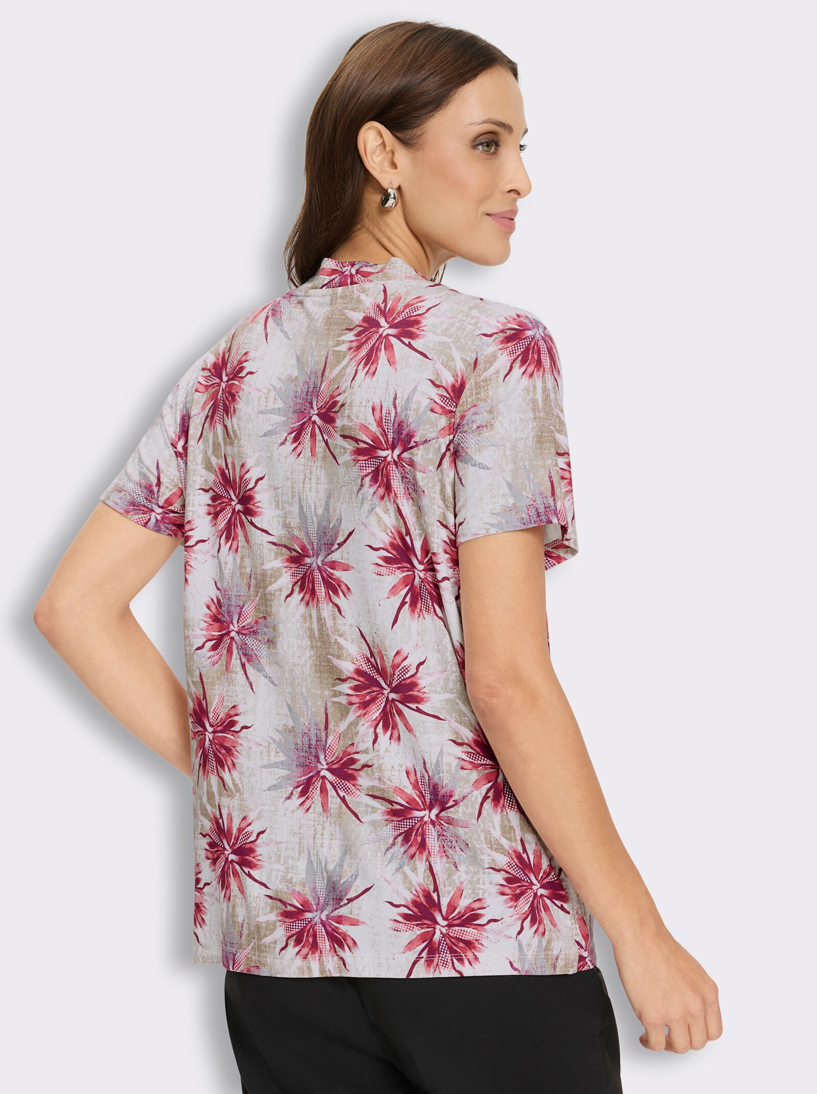 2-in-1-Shirt mit Elasthan-Anteil - koralle-bordeaux-bedruckt