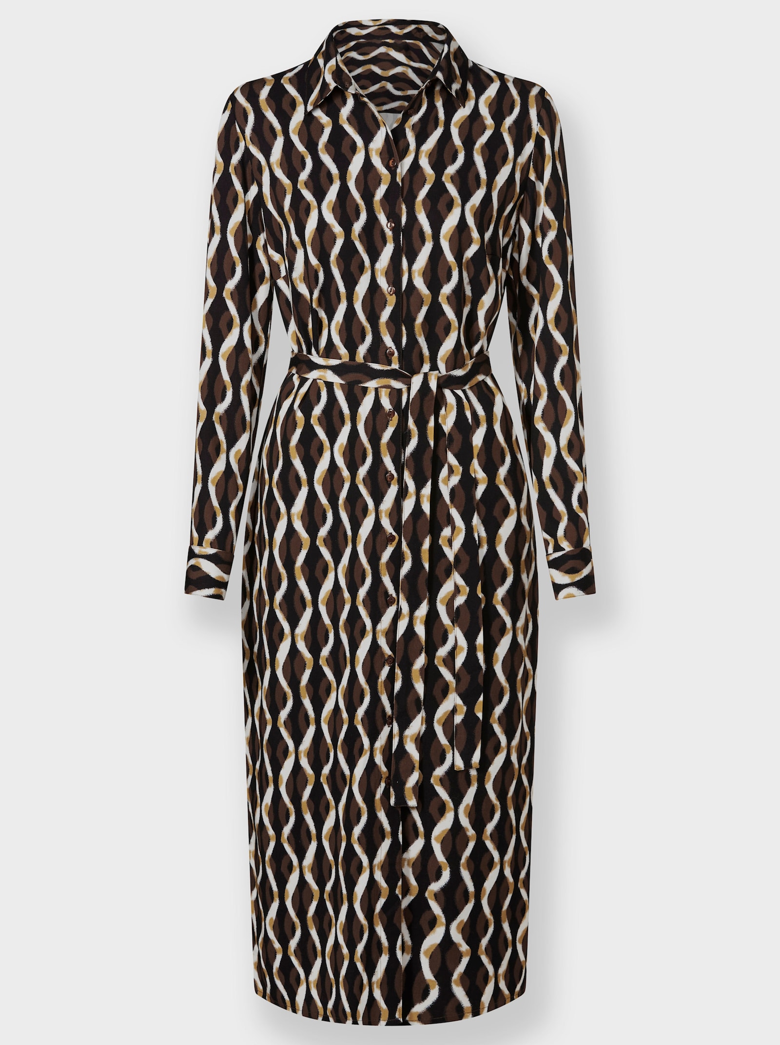 heine Druckkleid mit Kellerfalte im Rücken - schoko-ecru-bedruckt