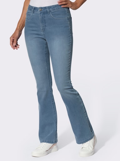 Bootcut-Jeans mit Ziersteinchen - blue-bleached