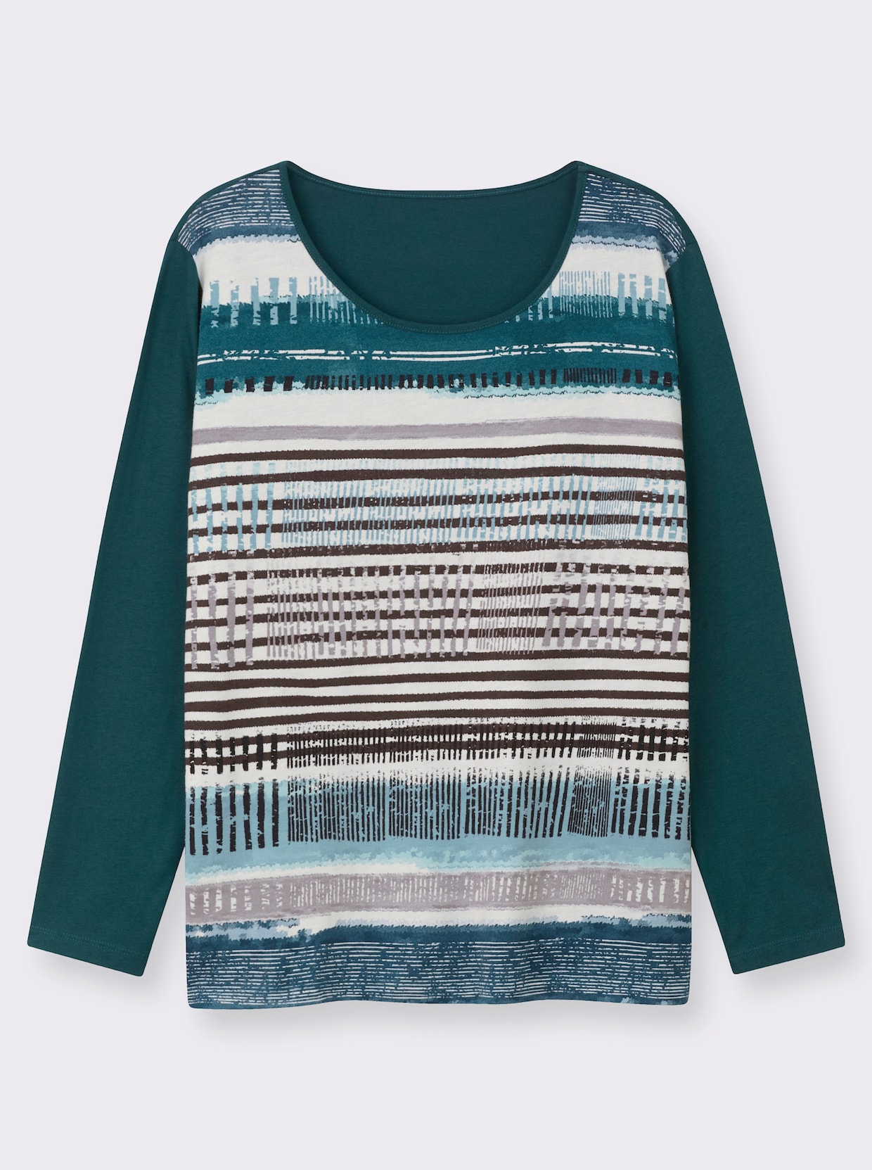 Langarmshirt mit grafischem Muster vorne - tanne-gestreift