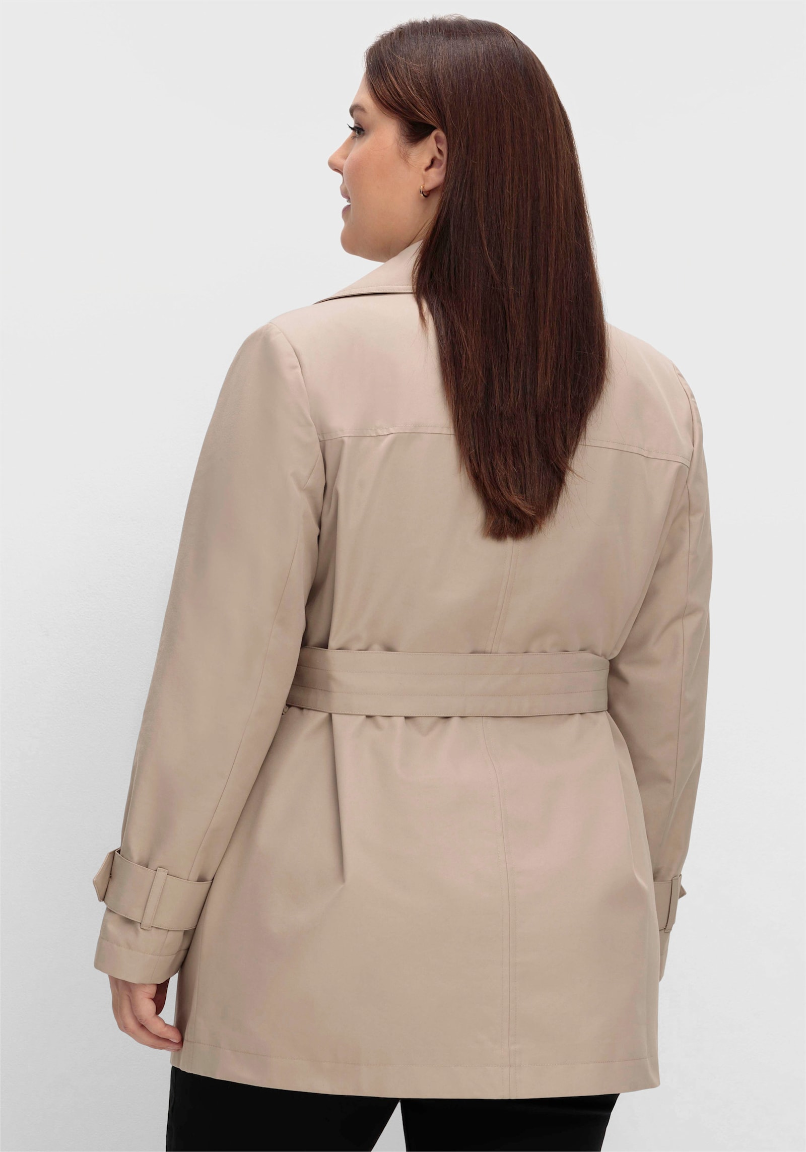 sheego Trenchcoat in kurzer Form, wasserabweisend - softtaupe