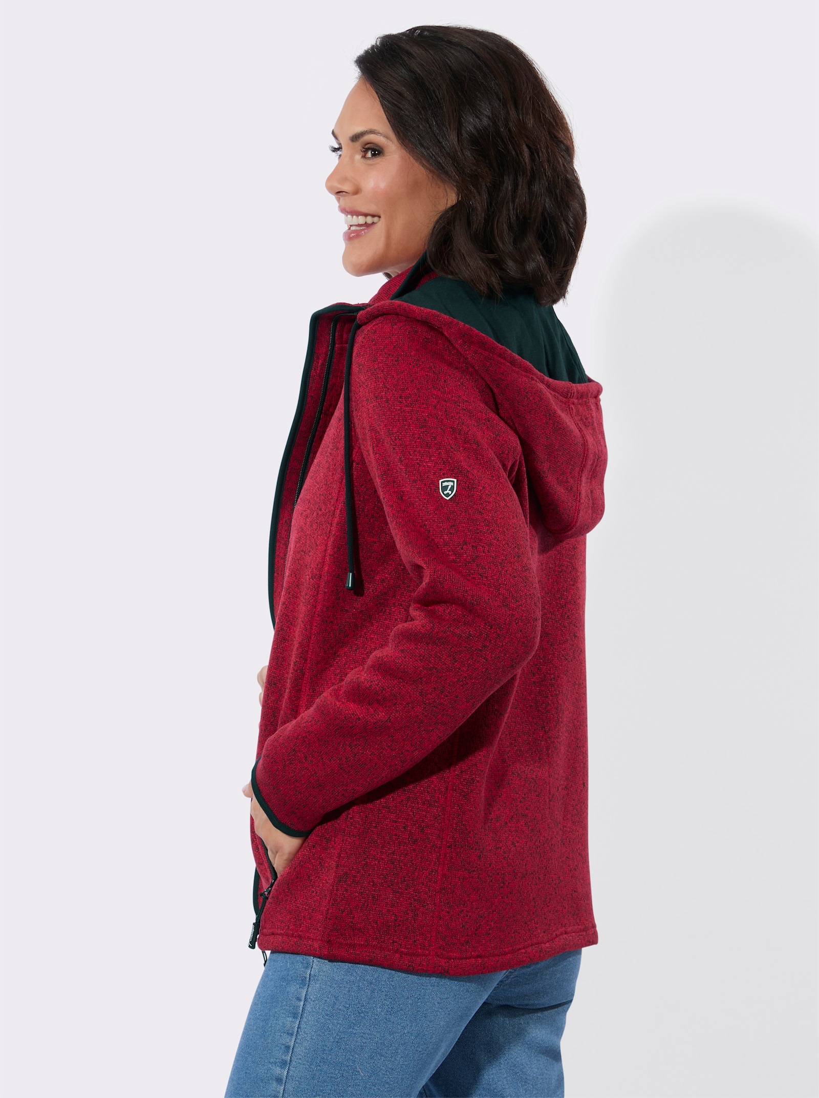 Fleecejacke mit Antipilling-Ausrüstung - rot-meliert