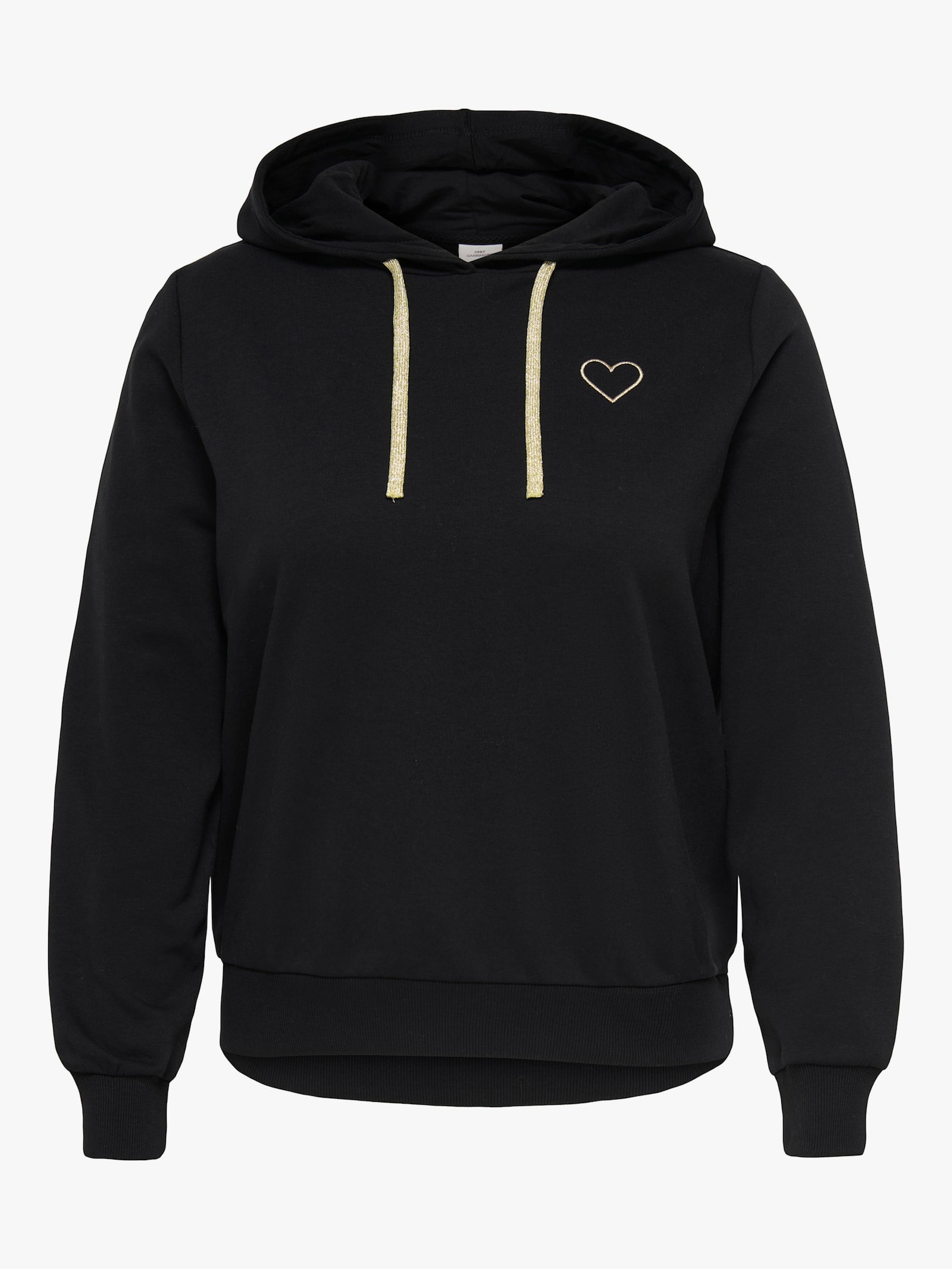 ONLY CARMAKOMA Kapuzensweatshirt - black detail:gold string + heart emb
