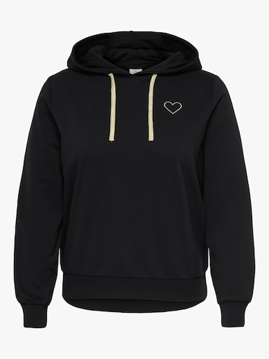 ONLY CARMAKOMA Kapuzensweatshirt - black detail:gold string + heart emb