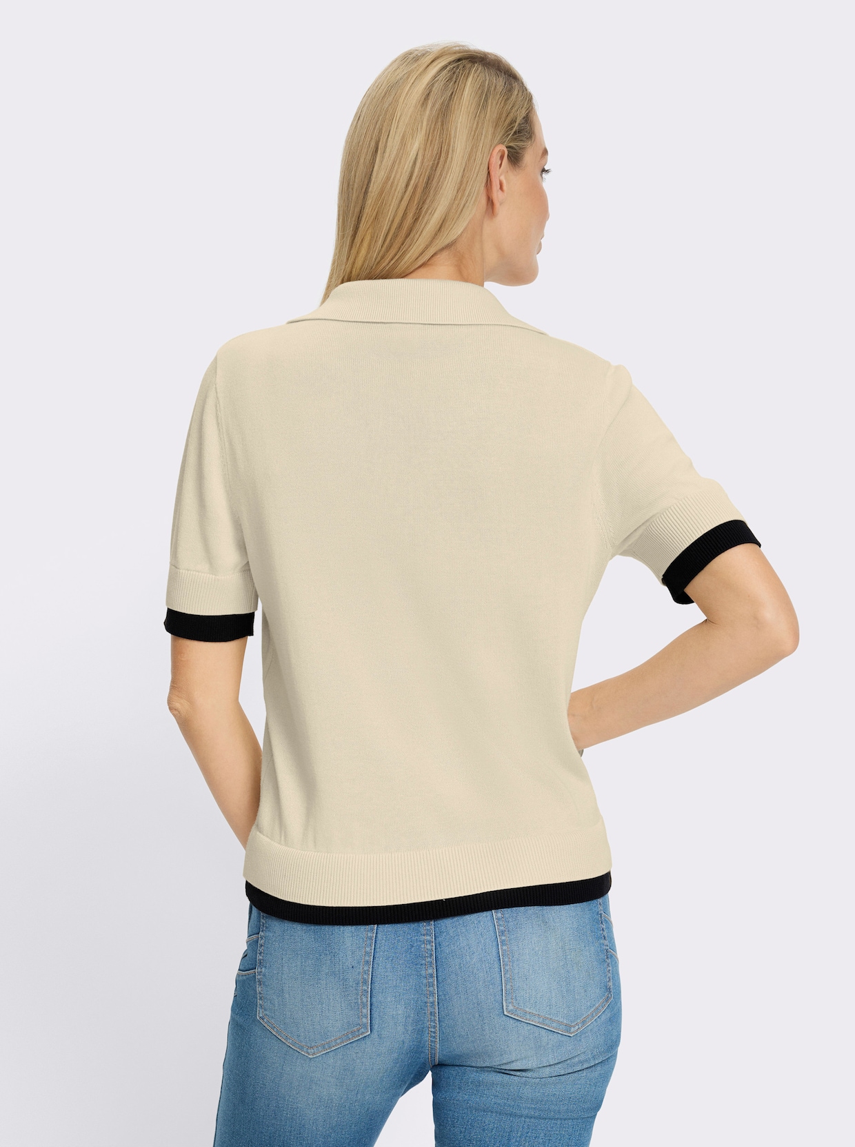 heine Pull polo - couleur ivoire-noir
