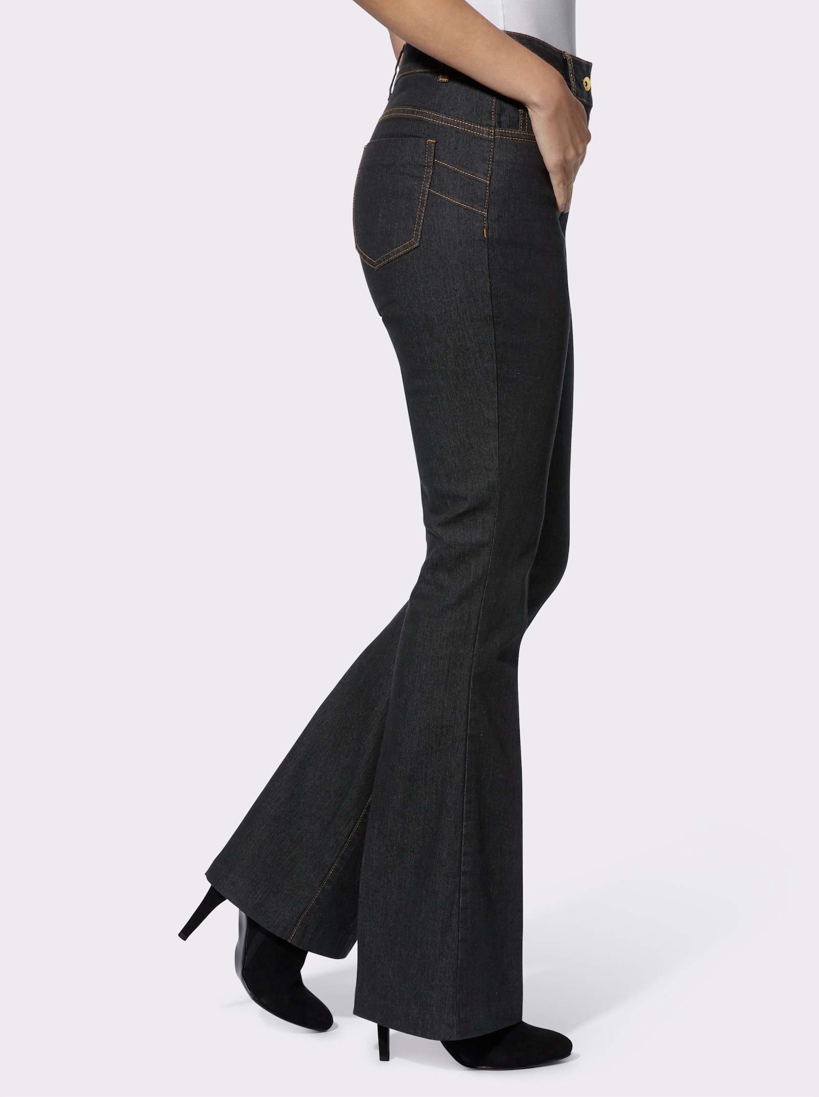 heine Bauchweg-Hose mit Bügelfalten - black denim