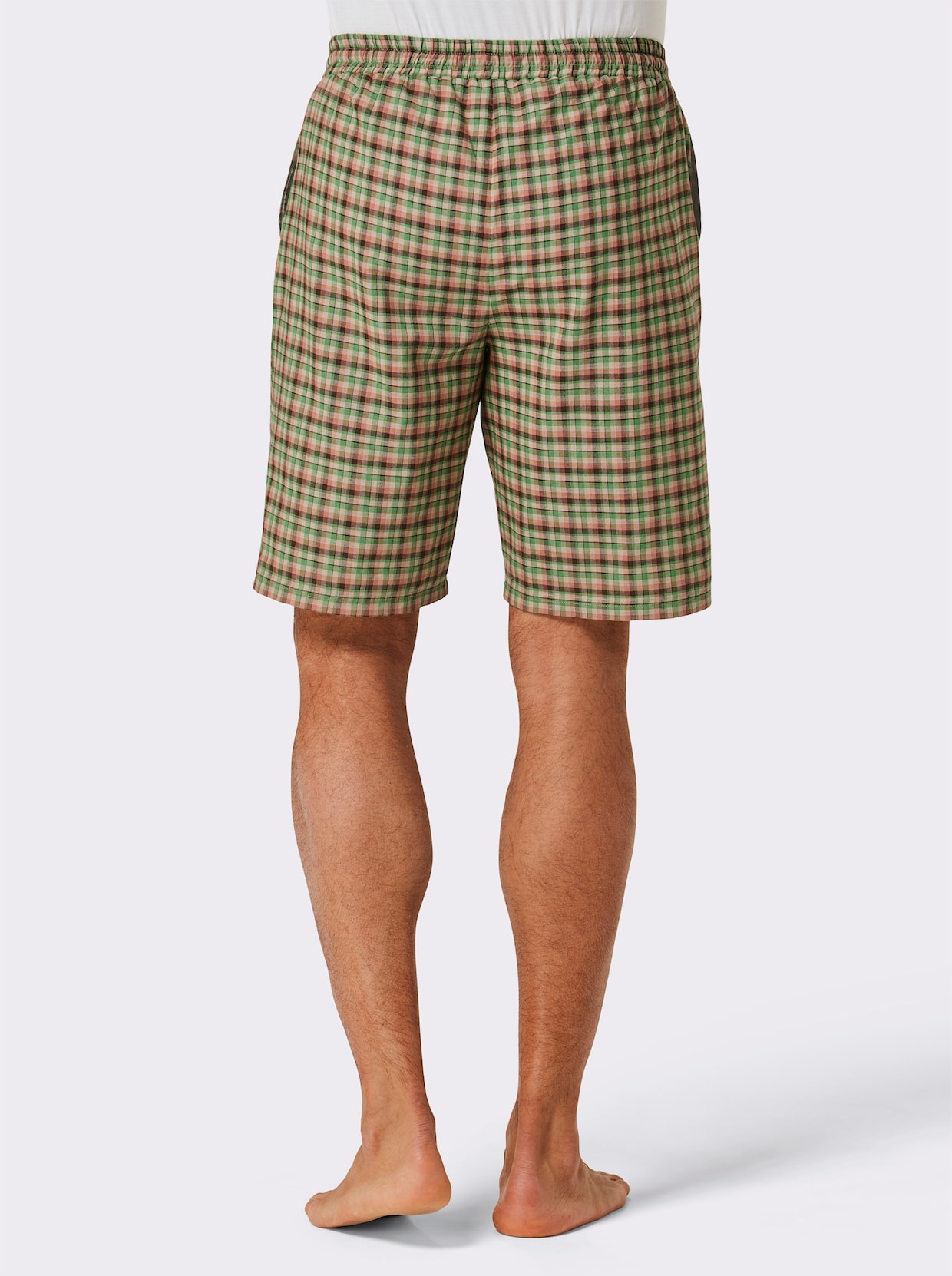 wäschepur men Broek kort - beige/choco geruit