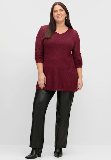 sheego Ajourpullover - weinrot