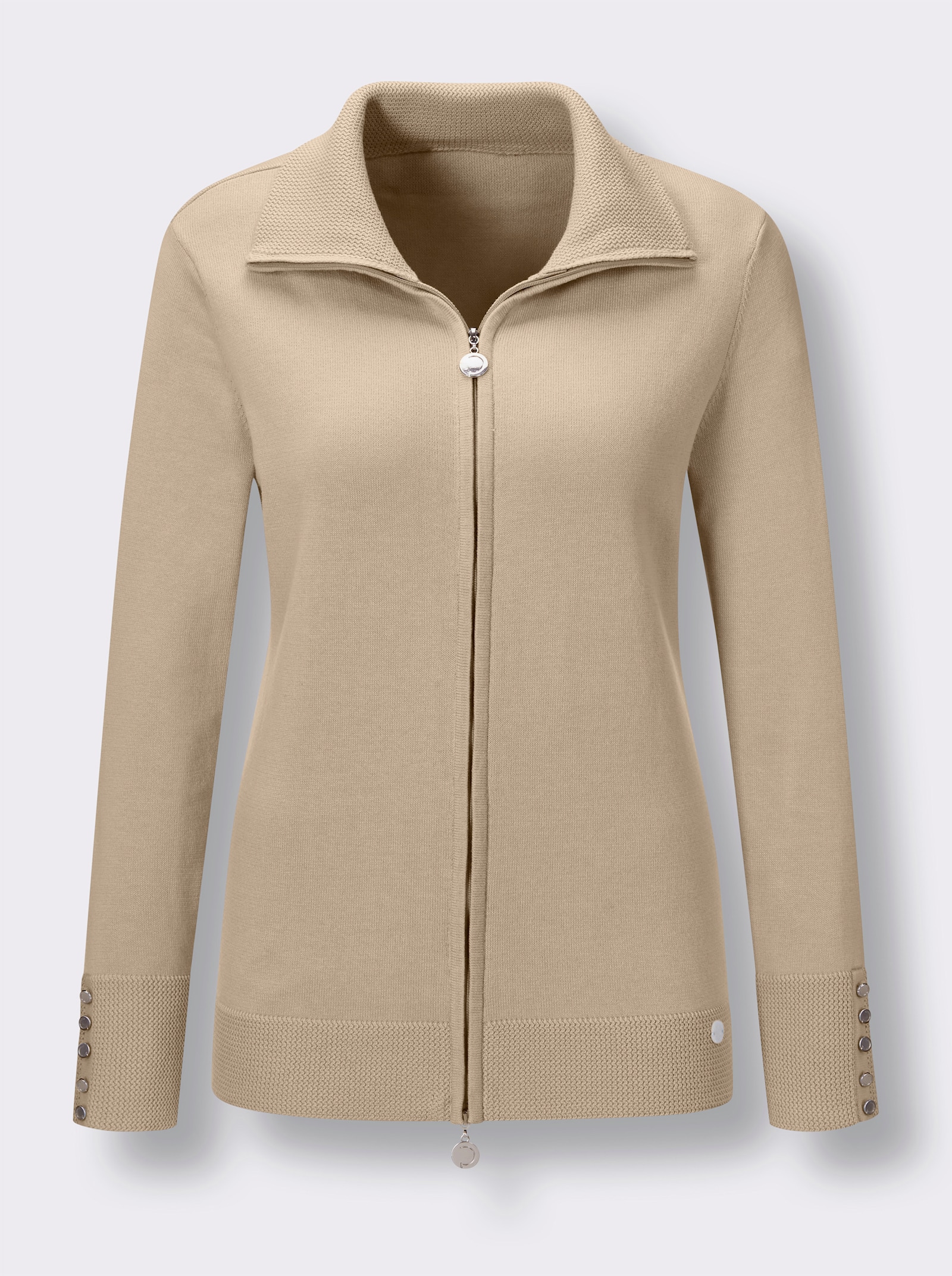 CREATION L PREMIUM Strickjacke aus mercerisierter Baumwolle - beige