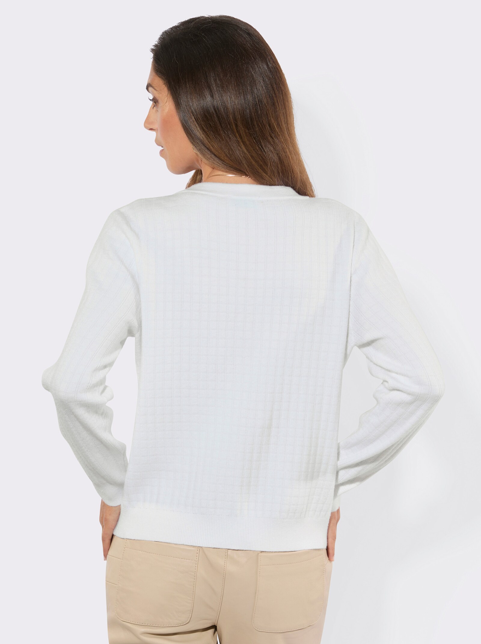 Strickjacke mit integrierten Taschen - ecru