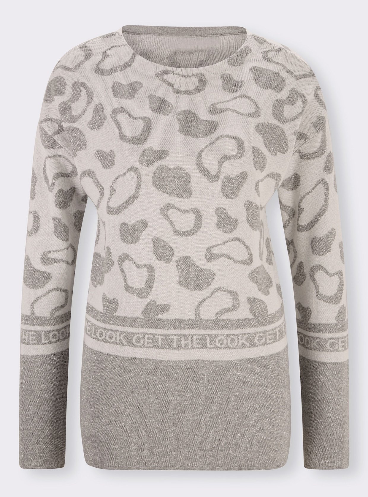 heine Jacquardpullover - weiß-steingrau-gemustert