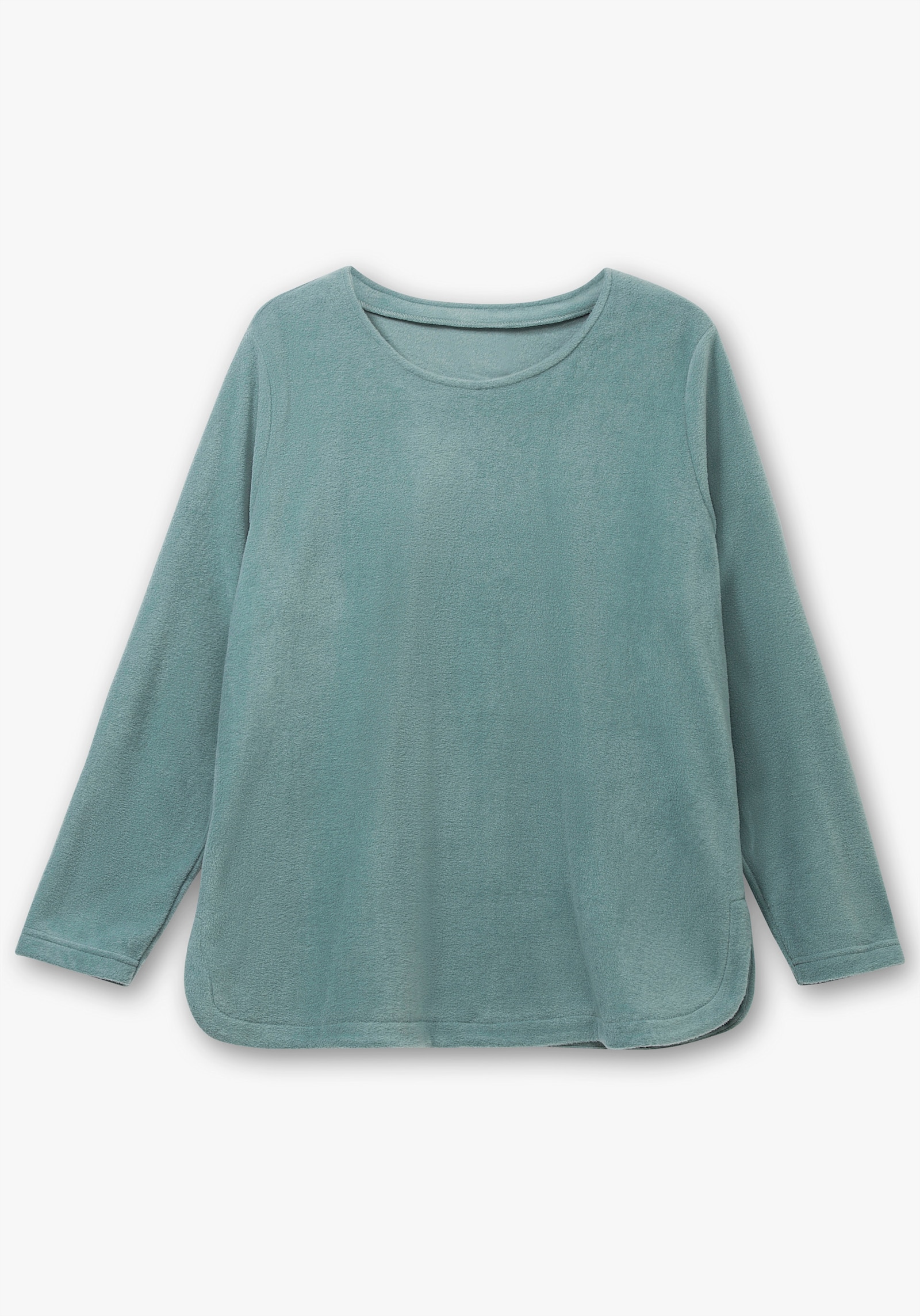 Fleeceshirt mit abgerundetem Saum - jade