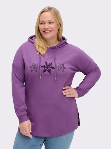 sheego Kapuzensweatshirt - lila-traube-bedruckt