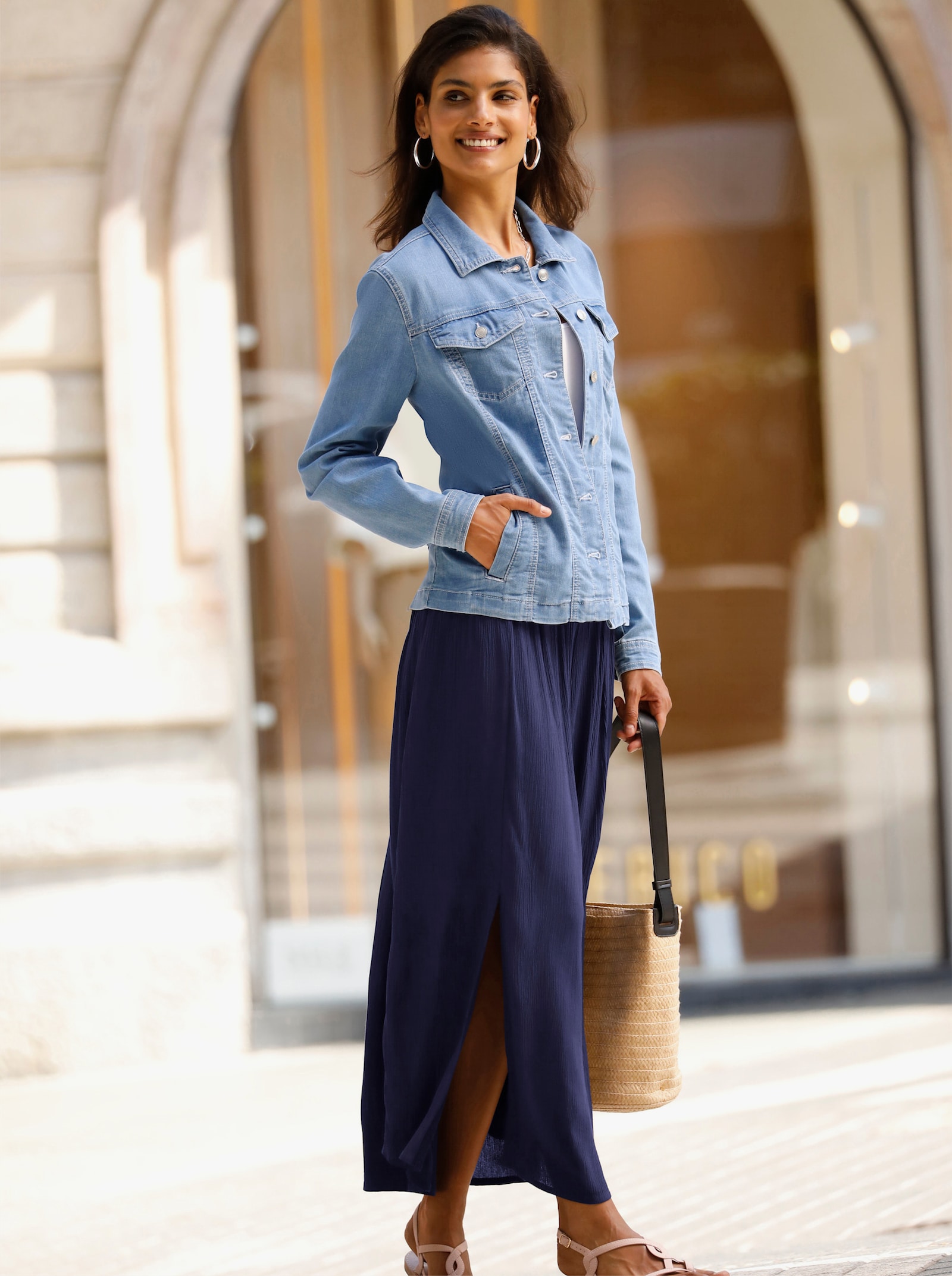 Maxirok van crinklemateriaal - marine