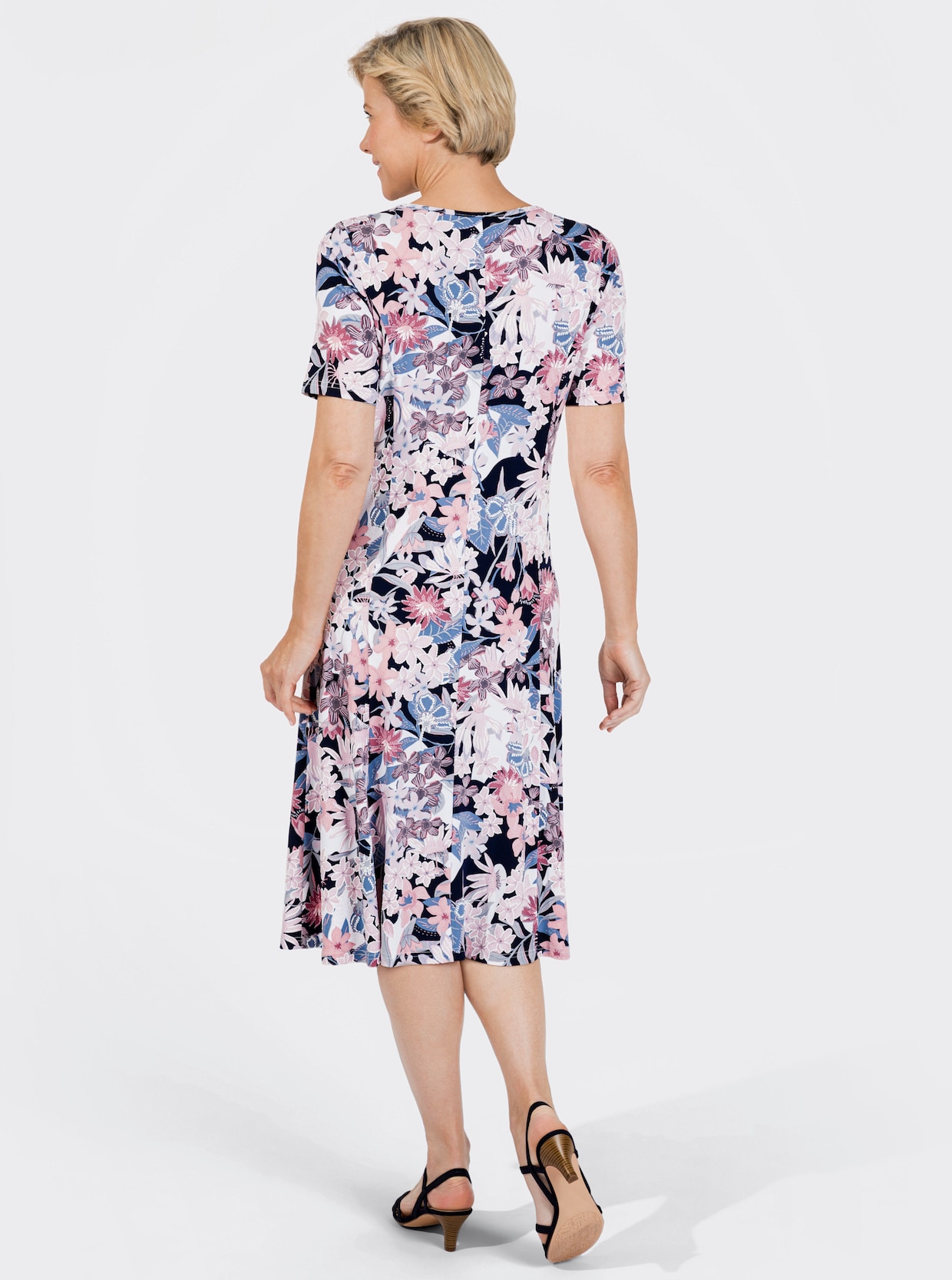 Jersey jurk - rozenkwarts/nachtblauw bedrukt