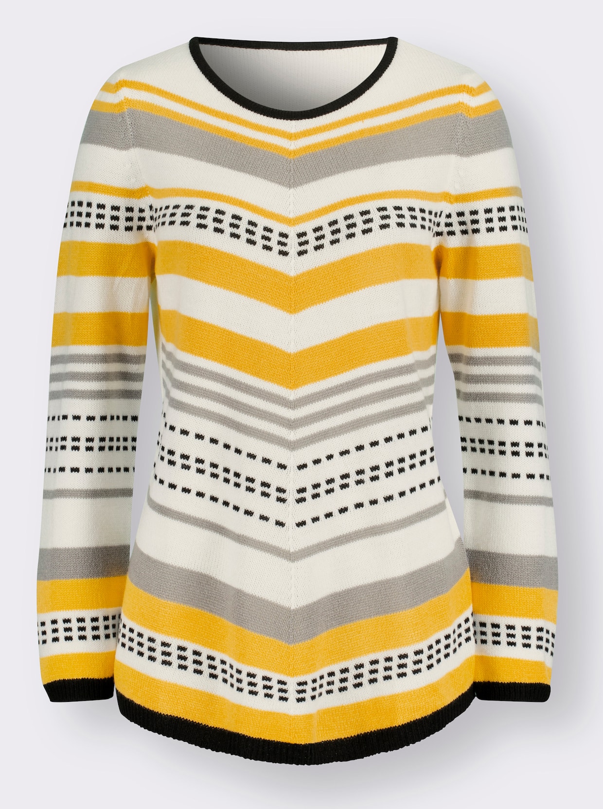 Pullover - wit/geel gedessineerd