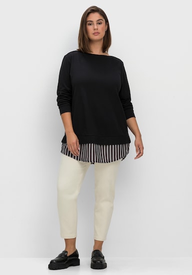 sheego 2-in-1-Langarmshirt - schwarz