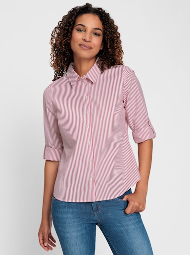 Gestreifte Bluse - rot-ecru-gestreift