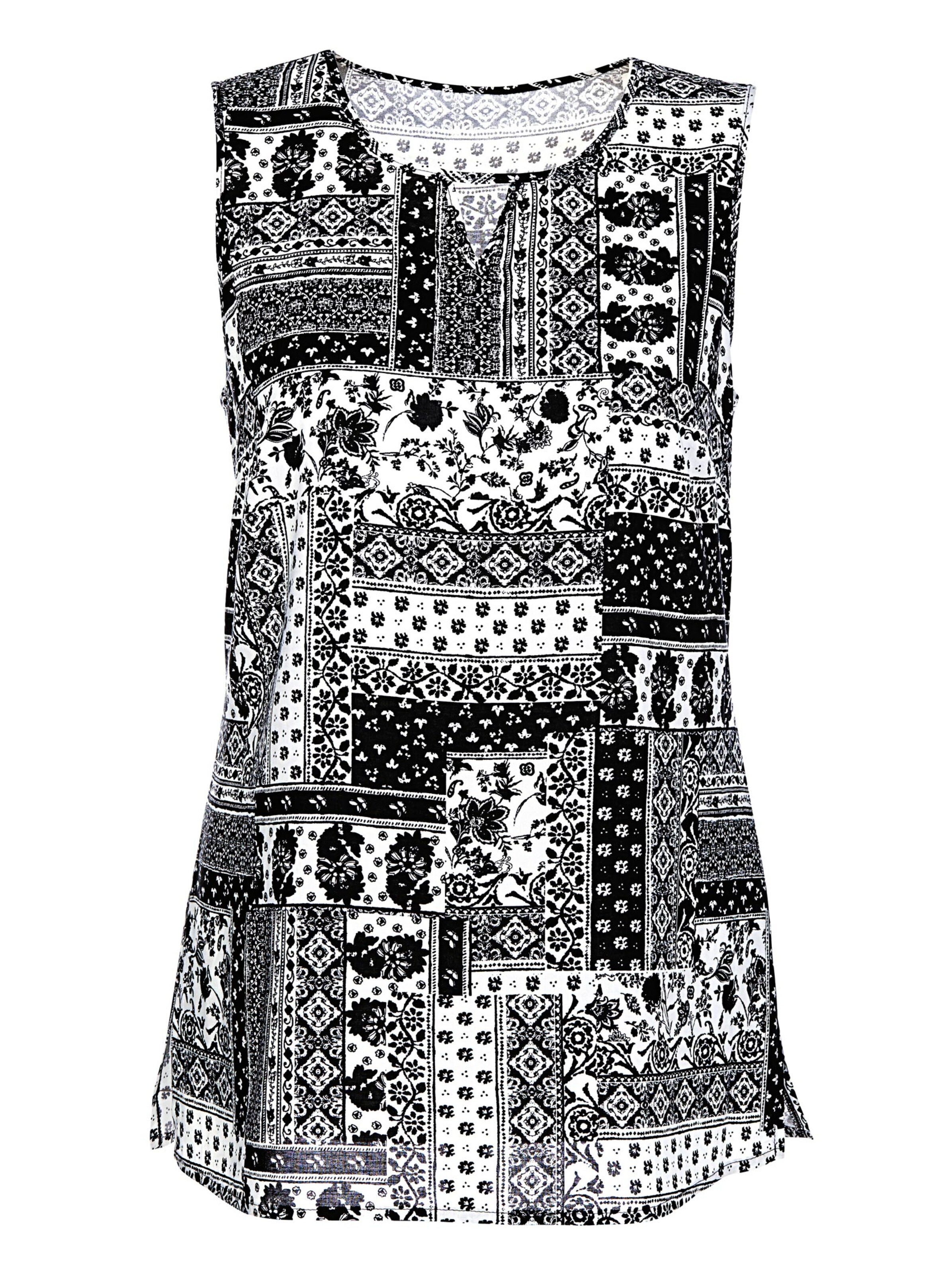 Blusentop - schwarz-weiß-gemustert