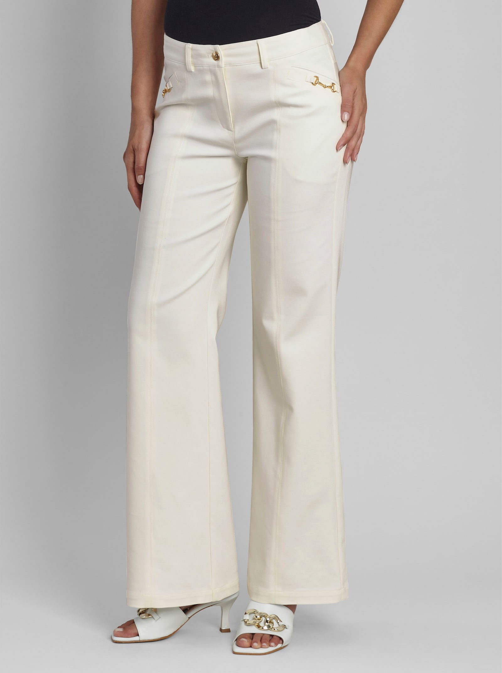 heine Stretch-Hose mit ausgestellten Beinen - ecru