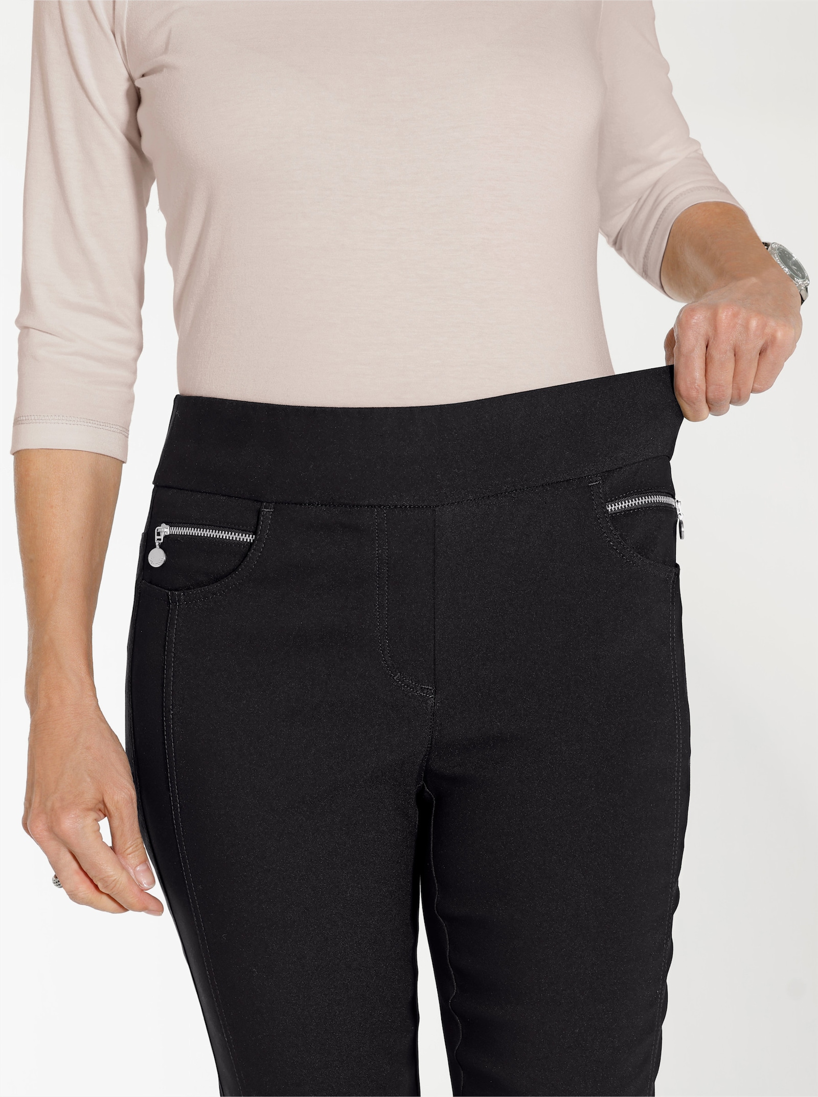 Stehmann Comfort line Pantalon avec glissière décorative - noir