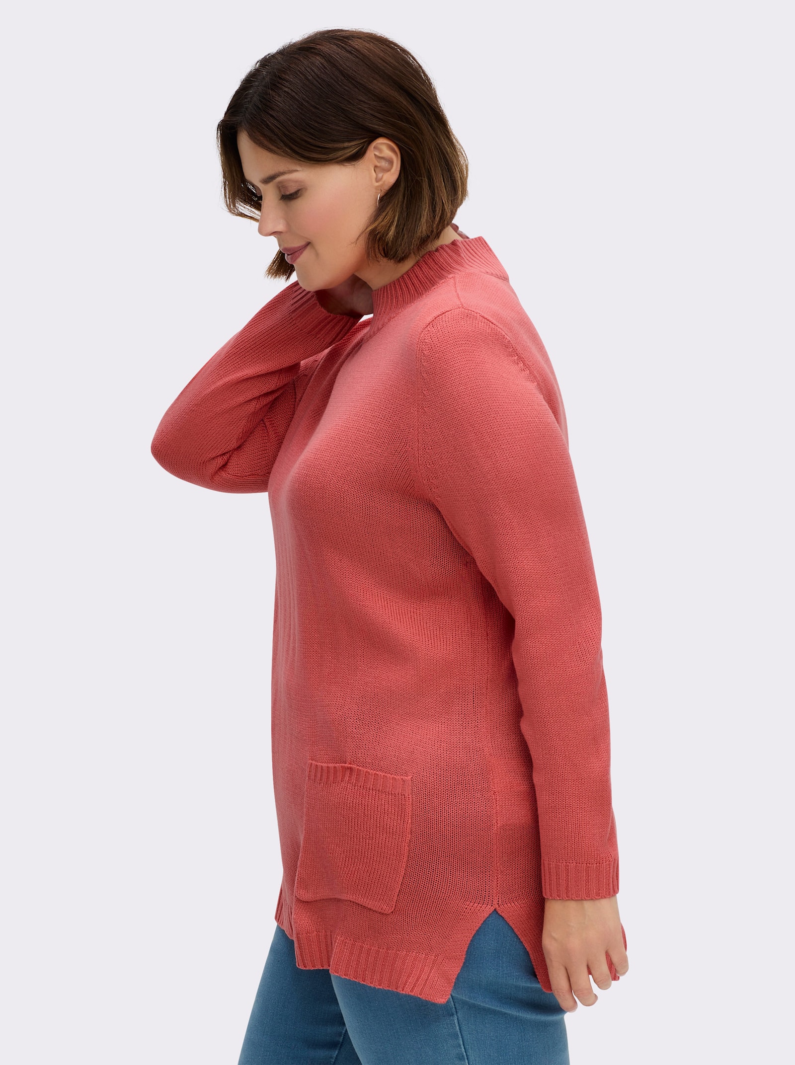 Longpullover mit Stehkragen - grapefruit