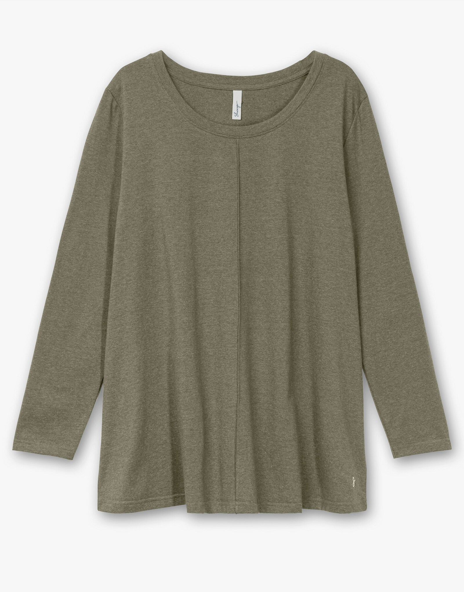 sheego Langarmshirt - khaki-meliert