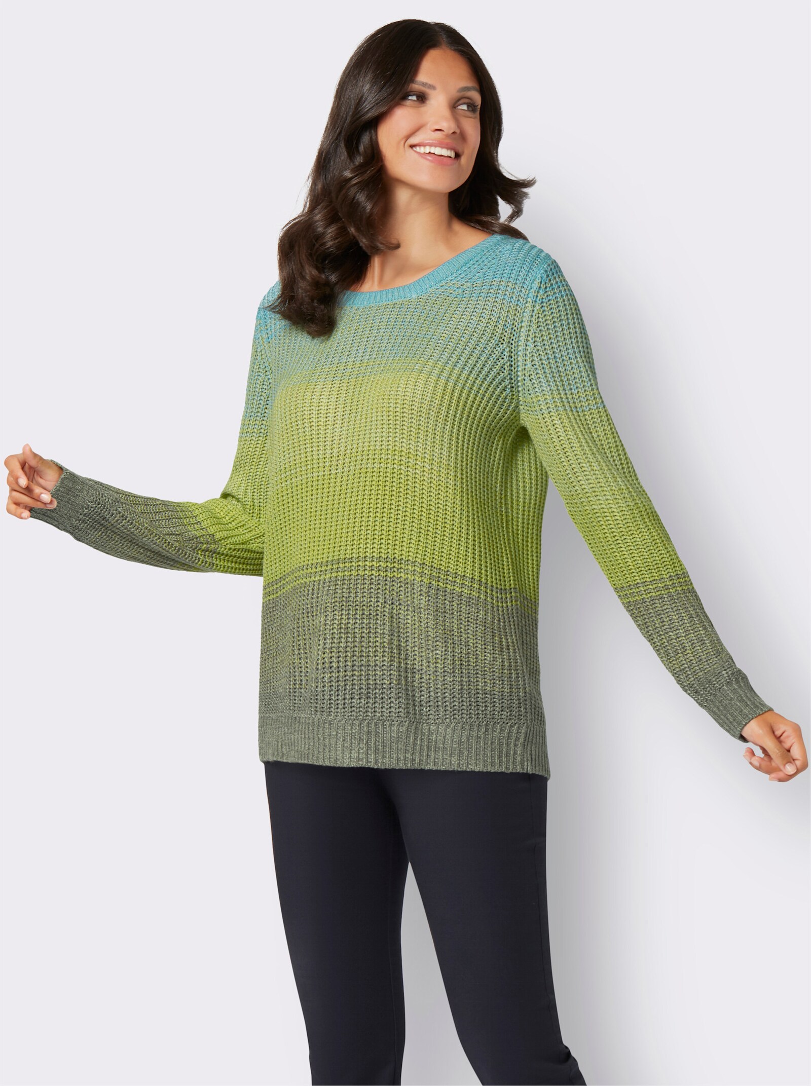 Pullover mit Farbverlauf - reseda-aqua-meliert