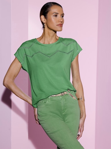 Rundhalsshirt mit Zick-Zack-Muster - apfel